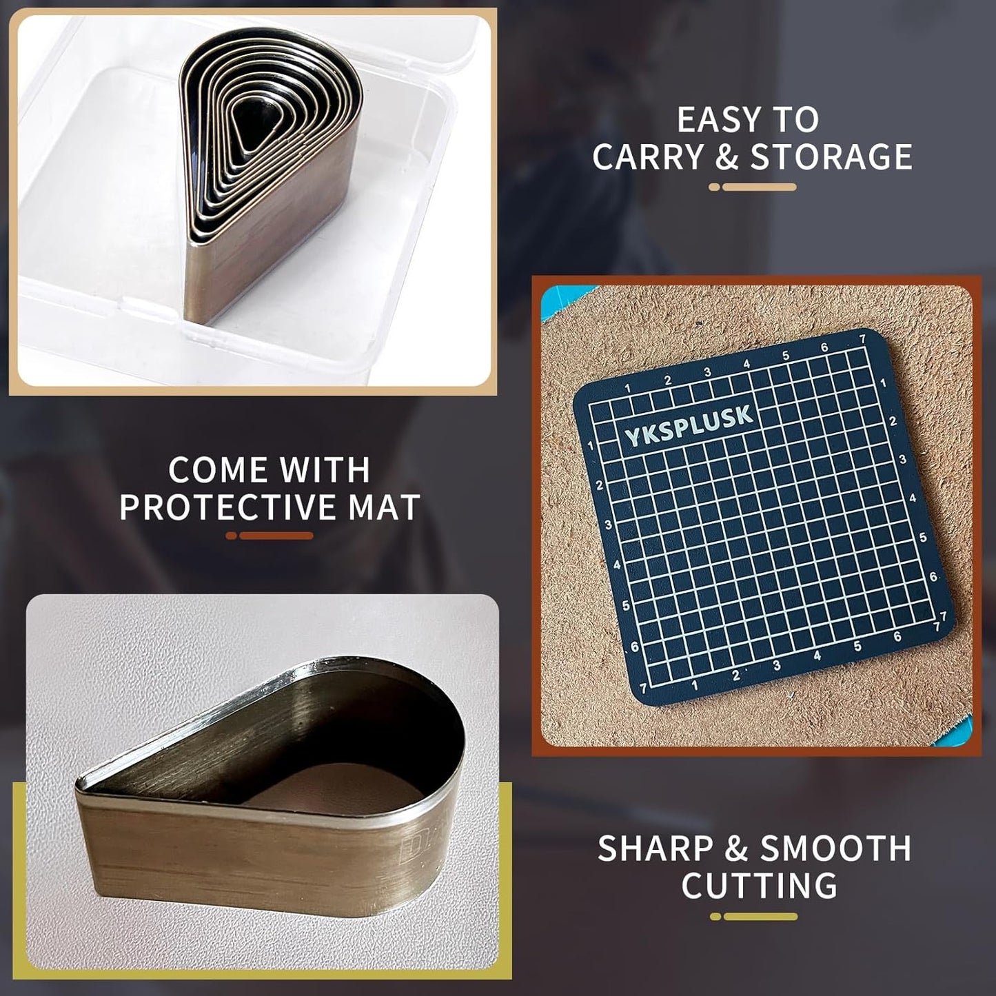 9 Pcs Leather Hole Cutter Set, 9 Sizes Teardrop Shaped Cutting Dies Tool, Cutting Mold Punching Die Set for DIY Craft, Leather Cutter Hollow Punching with Box