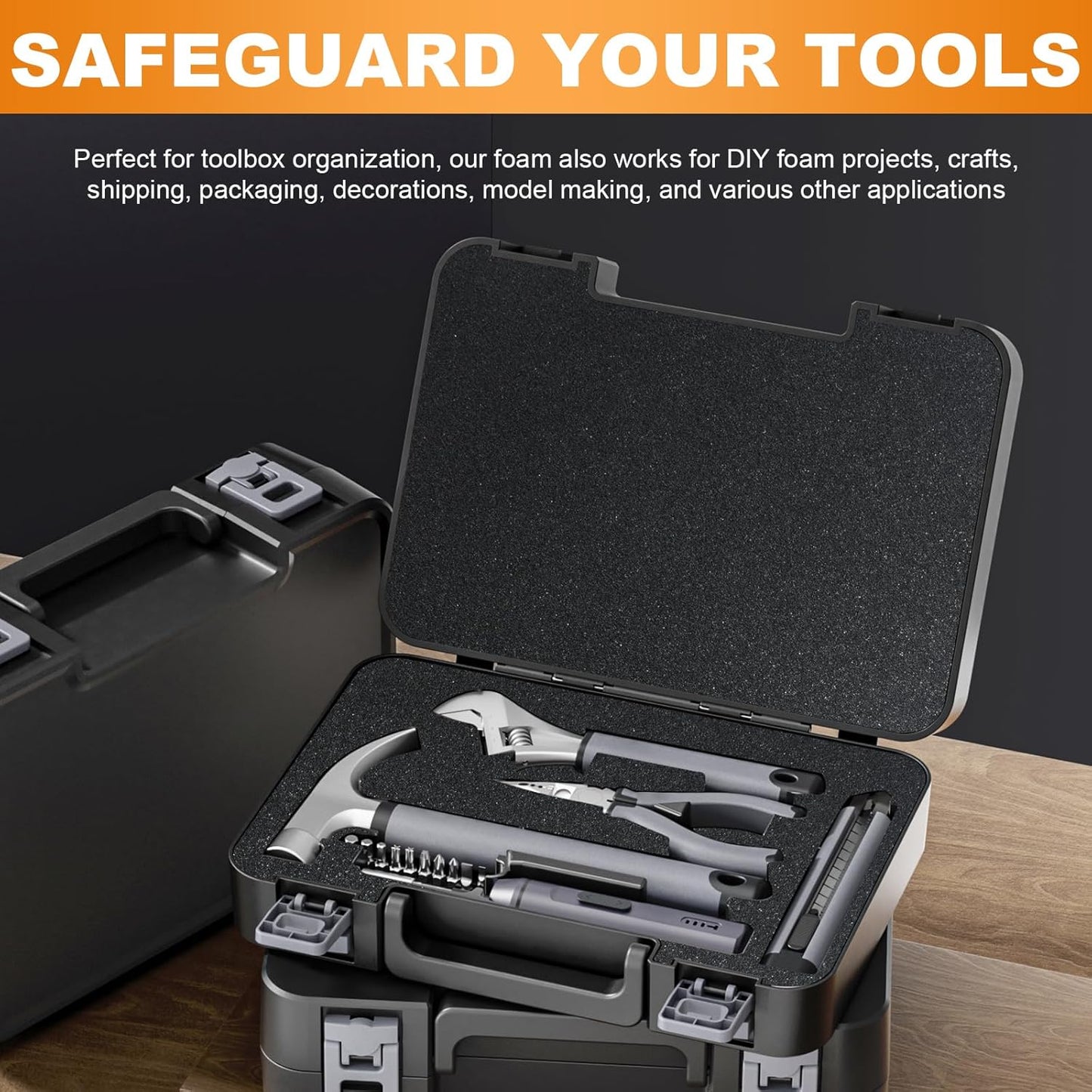 Eunice 6Pcs Polyurethane Foam Sheets - 16 x 12 x 1.5 Inch Cuttable Foam Inserts for Cases, Packing Foam Pads for Tool Box, Camera Storage and Crafts