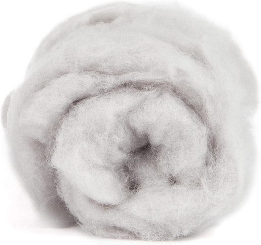 Desert Breeze Distributing Maori Wool Carded Batting, 100% Natural New Zealand Wool Made by DHG in Italy for Needle Felting, 3.5 OZ, 27 Micron, Color Cloud Gray