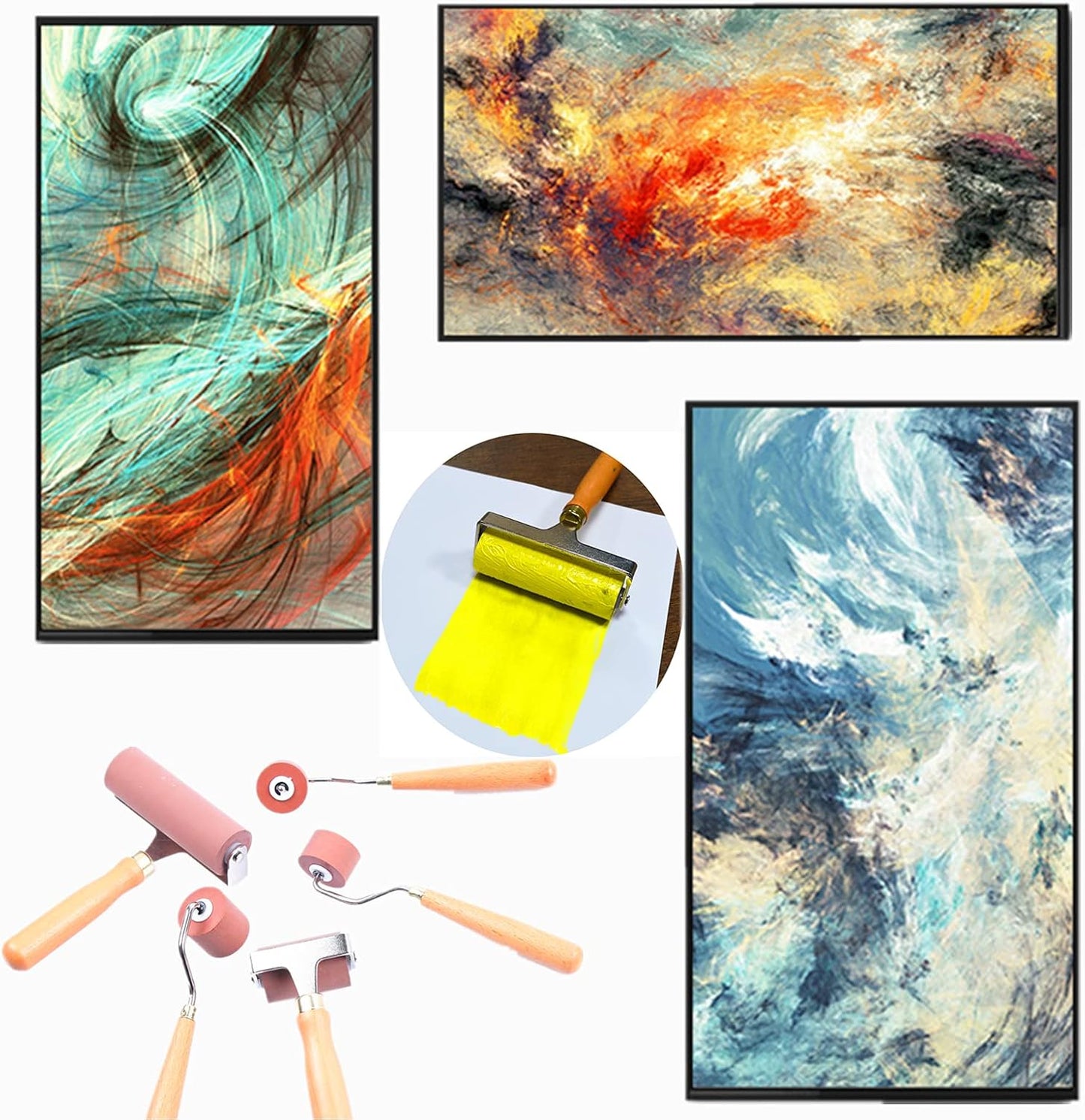 BANLTRE Rubber Brayer Roller for Printmaking, Ideal for Anti Skid Tape Construction Tools, Print,Craft Stamping Brayers for Wallpapers and Scrapbooks (1.18")