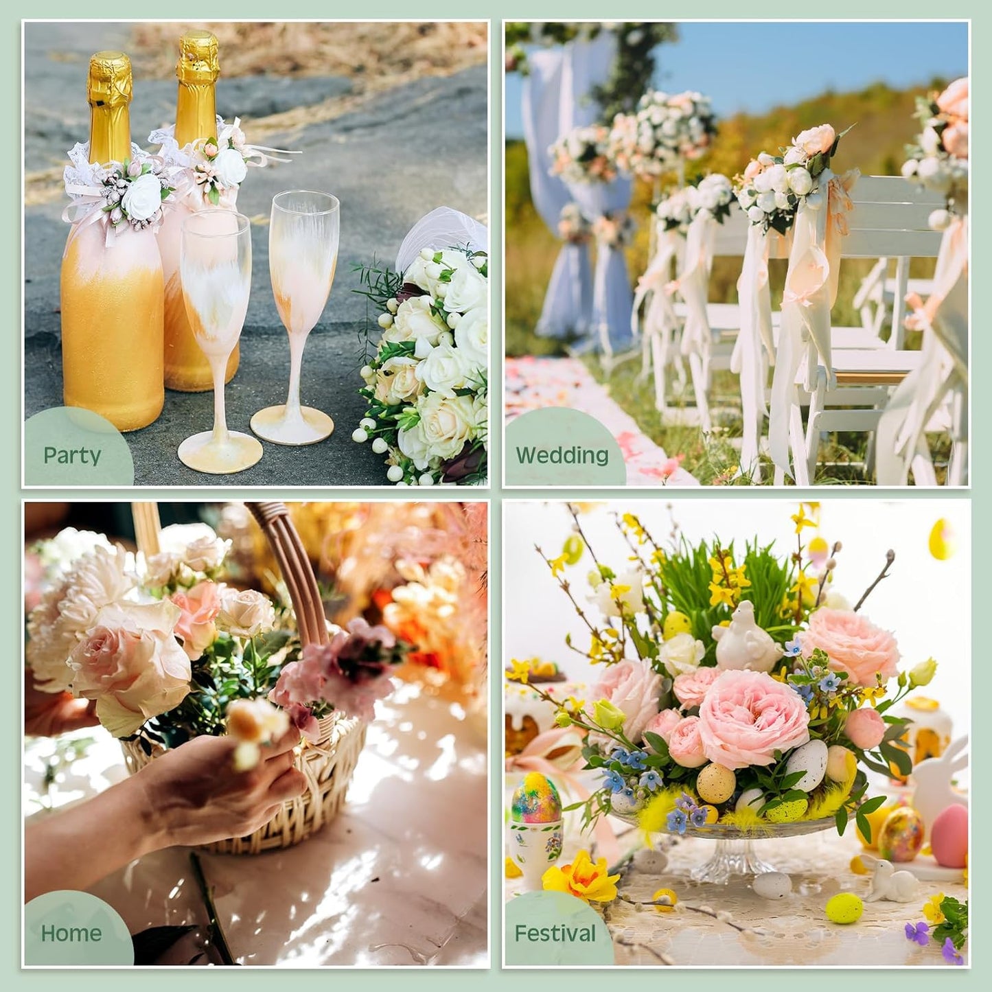 Tessco 36 Pcs Mini Floral Foam Holder Round Floral Foam with Green Arrangement Wire Arrangement Supplies for Table Wedding Wine Bottle Decor