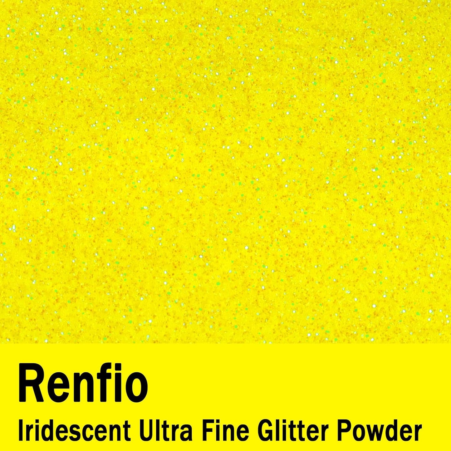 Renfio Iridescent Ultra Fine Glitter Powder Resin Supplies Glitters 1.94 Oz (55g) PET Flake Crafts Sequins 1/128" 0.008" 0.2mm Epoxy Chips Flakes for Tumblers Slime Painting - Fluorescent Yellow