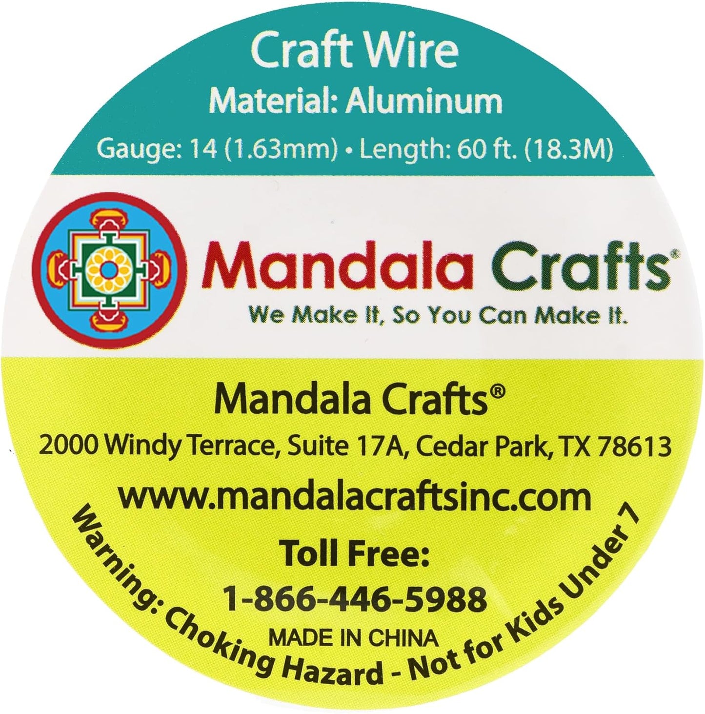 Mandala Crafts 14 Gauge Anodized Aluminum Craft Wire for Jewelry Making - 60 FT Colored Flexible Gray Wire - Bendable for Bonsai Armature Crafting Sculpting