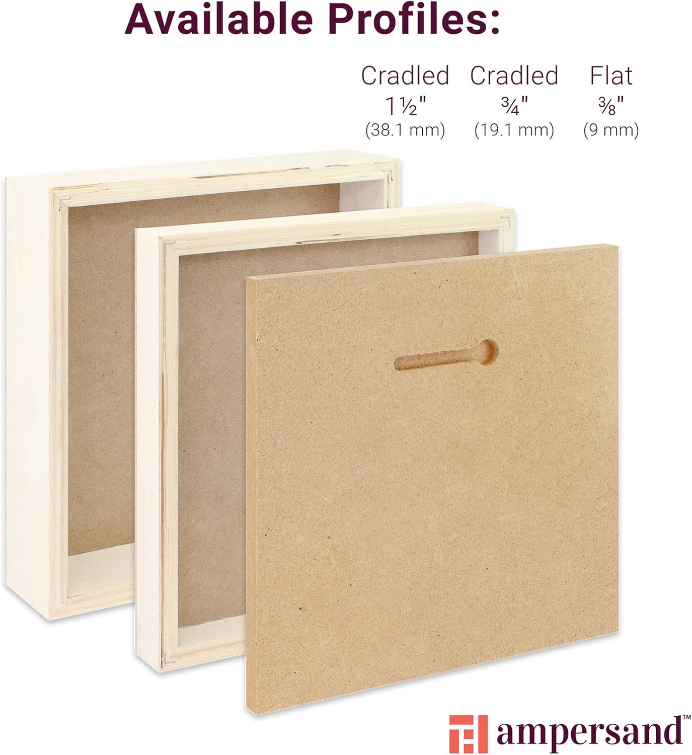 Ampersand Art Supply Wood Gesso Art Painting Panel: Canvas Texture, 1.5 Inch Cradle, 12" x 12"