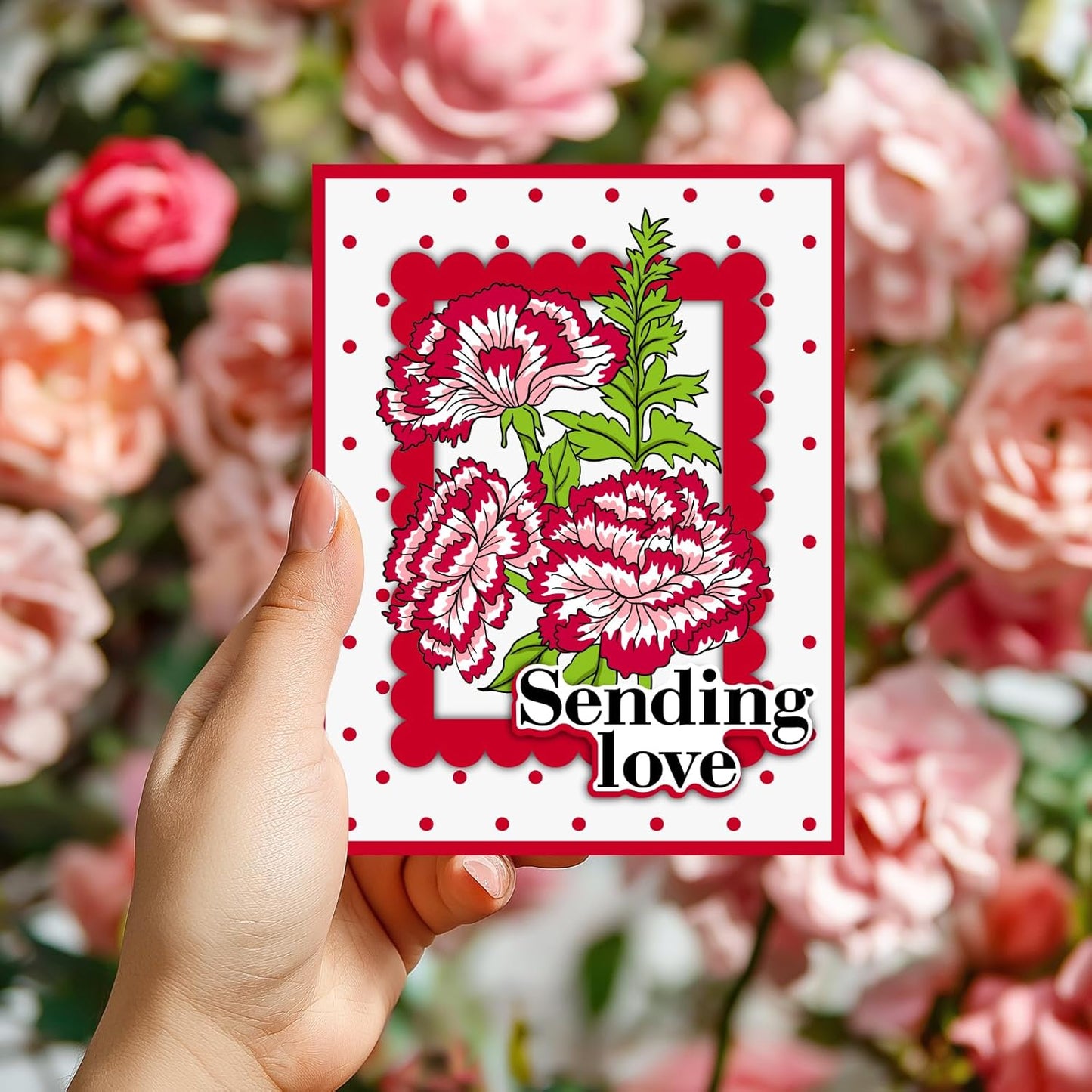 ORIGACH Dianthus Layering Stencil Stamp and Die Set for Card Making, Flower Stencil Template Silicone Clear Stamps and Metal Die Sets for DIY Scrapbooking Photo Album Crafting