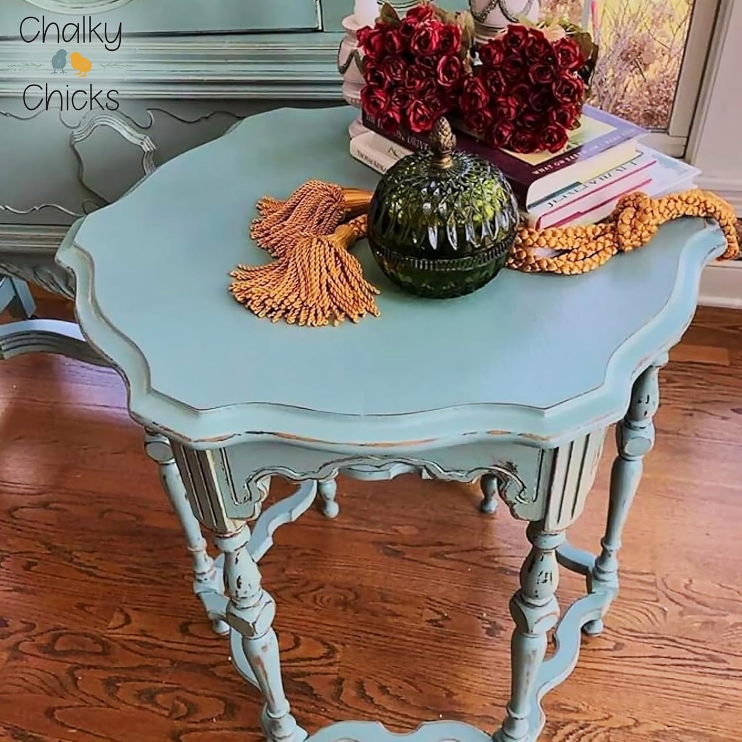 Chalky Chicks All-in-One Chalk Paint for Furniture or Cabinet - 4Fl Oz - Matte Finish Stormy Seas (Light Blue) for Metal, Wood Furniture Paint - No Sanding All-in-One for Home Decor & Crafts, USA Made