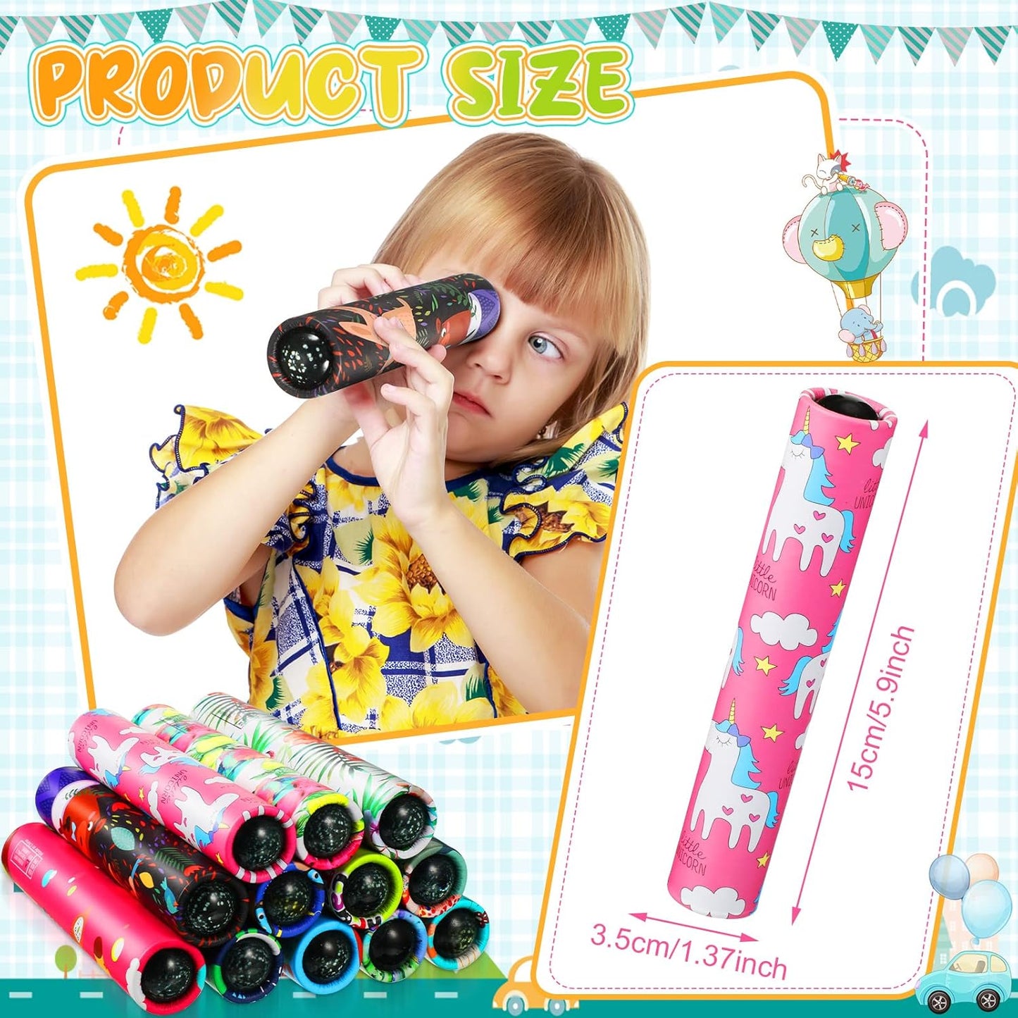 CHENGU Classic Kaleidoscope Return Gifts for Kids Birthday, Educational Toy for Classroom School Return Gifts, Party Favor, Gift Bag Filler, Carnival Prize and Stocking Fillers(Single Style)