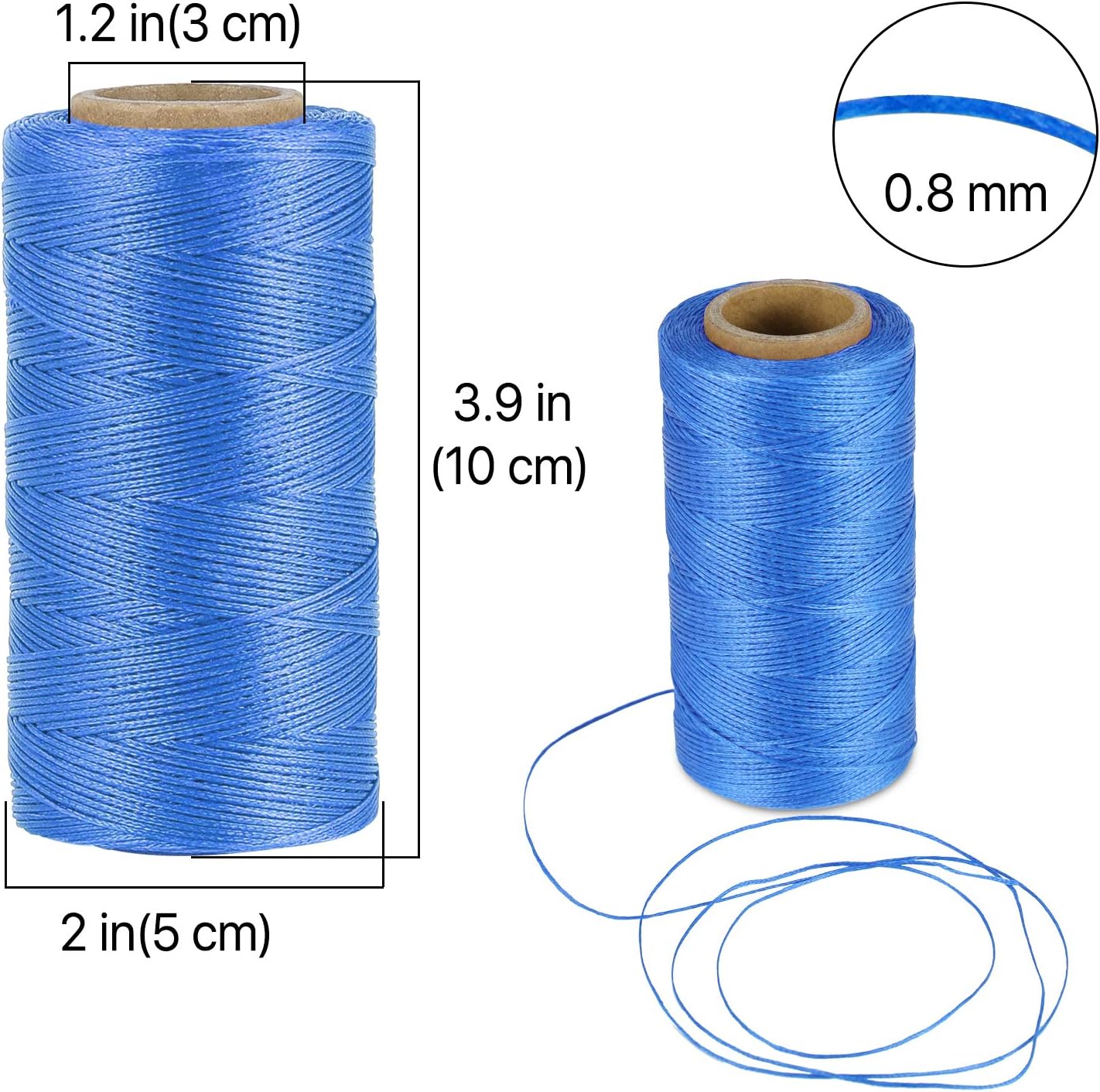Flexzion Waxed Thread - 284 Yards (260 Meters) 0.8mm 150D Polyester Wax Thread for Leather Sewing, Bookbinding, Stitching, Repairing, Beading, & DIY Projects (Dark Blue)