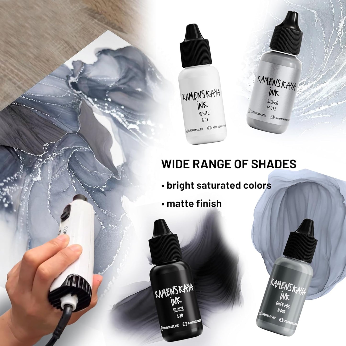 Alcohol Ink Set #14: Matched Color Combination of Alcohol Inks, 4 pcs. 0.51 fl oz (15 ml) Each