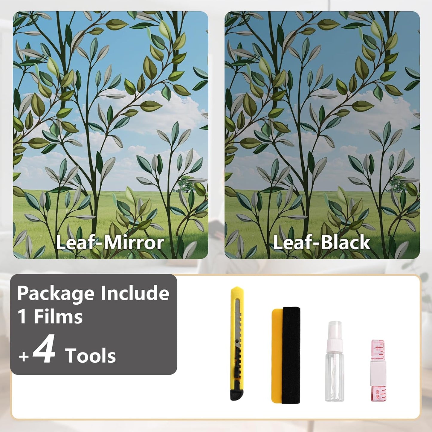 NINETREX One Way Window Privacy Film, Daytime Privacy Static Cling Sun Blocking Anti UV Reflective Window Tint for Home and Office 35.4 x 78.7 inches, Black Silver Leaf