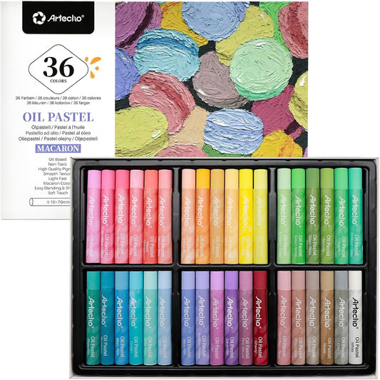 Artecho Macaron Oil Pastels Set of 36 Colors, Soft Oil Pastels for Art Painting, Drawing, Blending (10 x 70 mm)