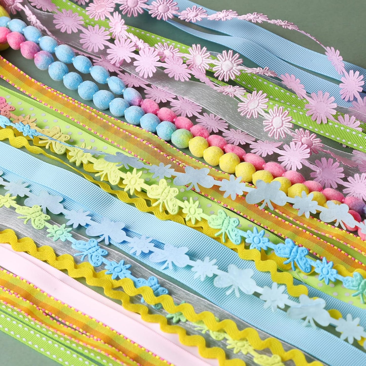 LaRibbons Pastel Ribbons for Crafts 10 Rolls Assorted Ribbon for Gift Wrapping, Hair Bows, DIY Crafts, Home Decor 46 Yards