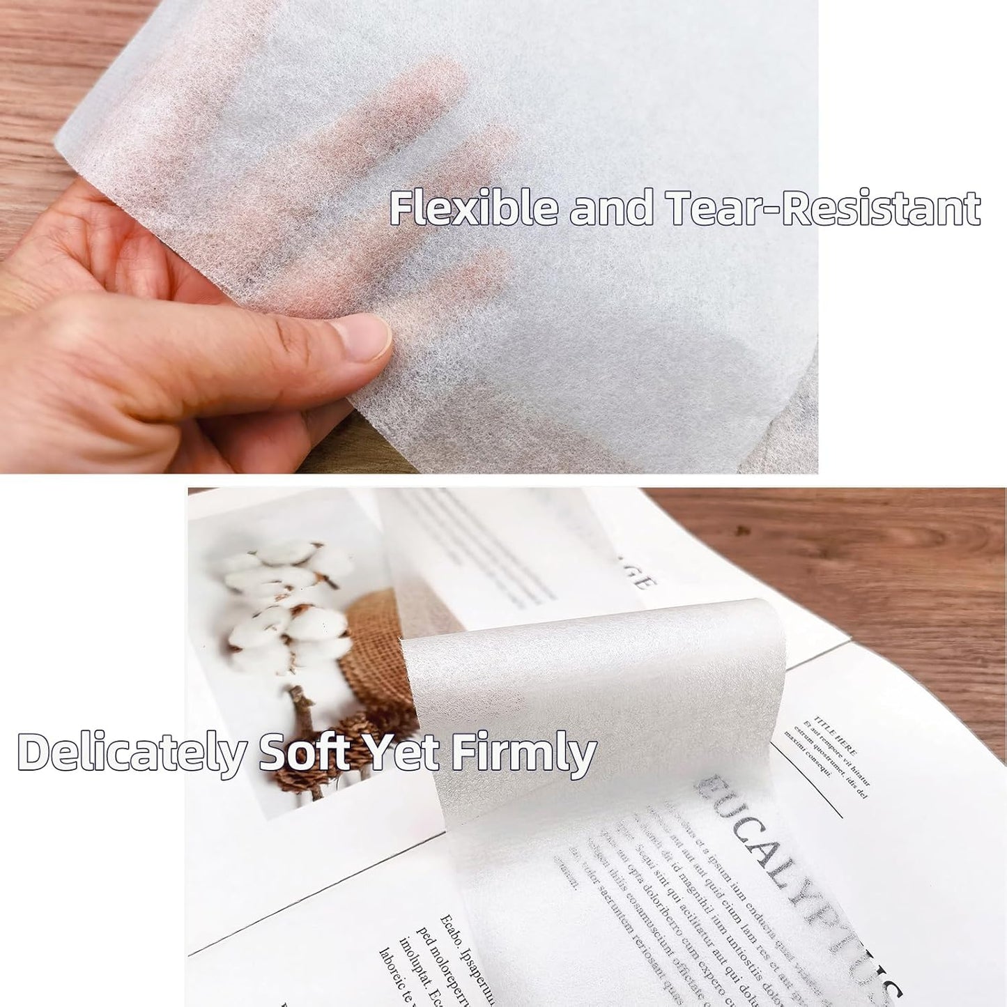 MLNSUNNY 13.8"x787" Artist Teabag Roll Paper - Wet Strength Tissue for DIY Decor, Tracing, Collage, Bookbinding & Repair, Cyanotype, Lanterns Craft