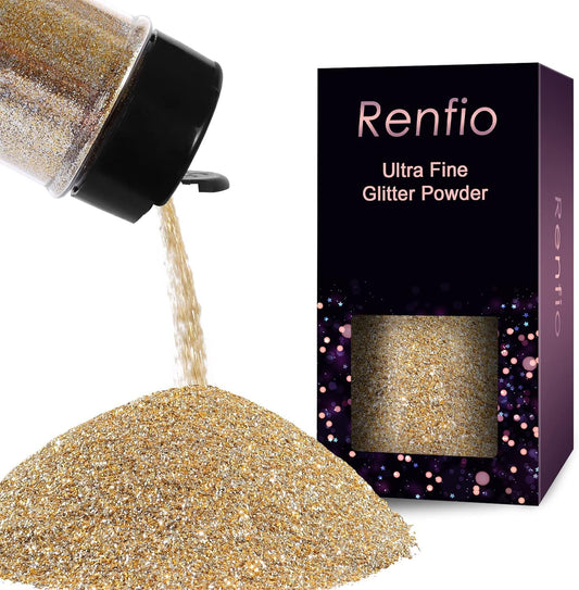 Renfio Ultra Fine Glitter Powder Metallic Resin Glitter 2.11 Oz (60g) PET Flakes Crafts Sequins 1/128" 0.008" 0.2mm Epoxy Chips Flakes for Tumblers Slime Decoration - Gold & Silver