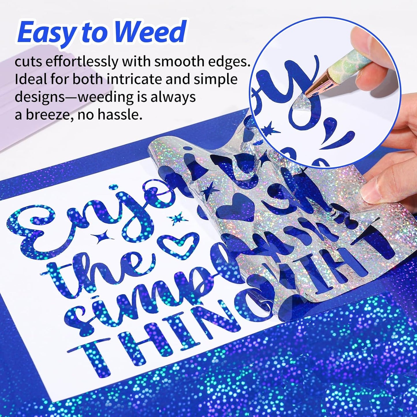 GIRAFVINYL Holographic Glitter Permanent Vinyl Bundle, 9 Assorted Colors 12-Inch Sheets, Glitter Vinyl Permanent Self-Adhesive Durable for Indoor/Outdoor Crafts, Easy to Cut/Weed with Protective Film