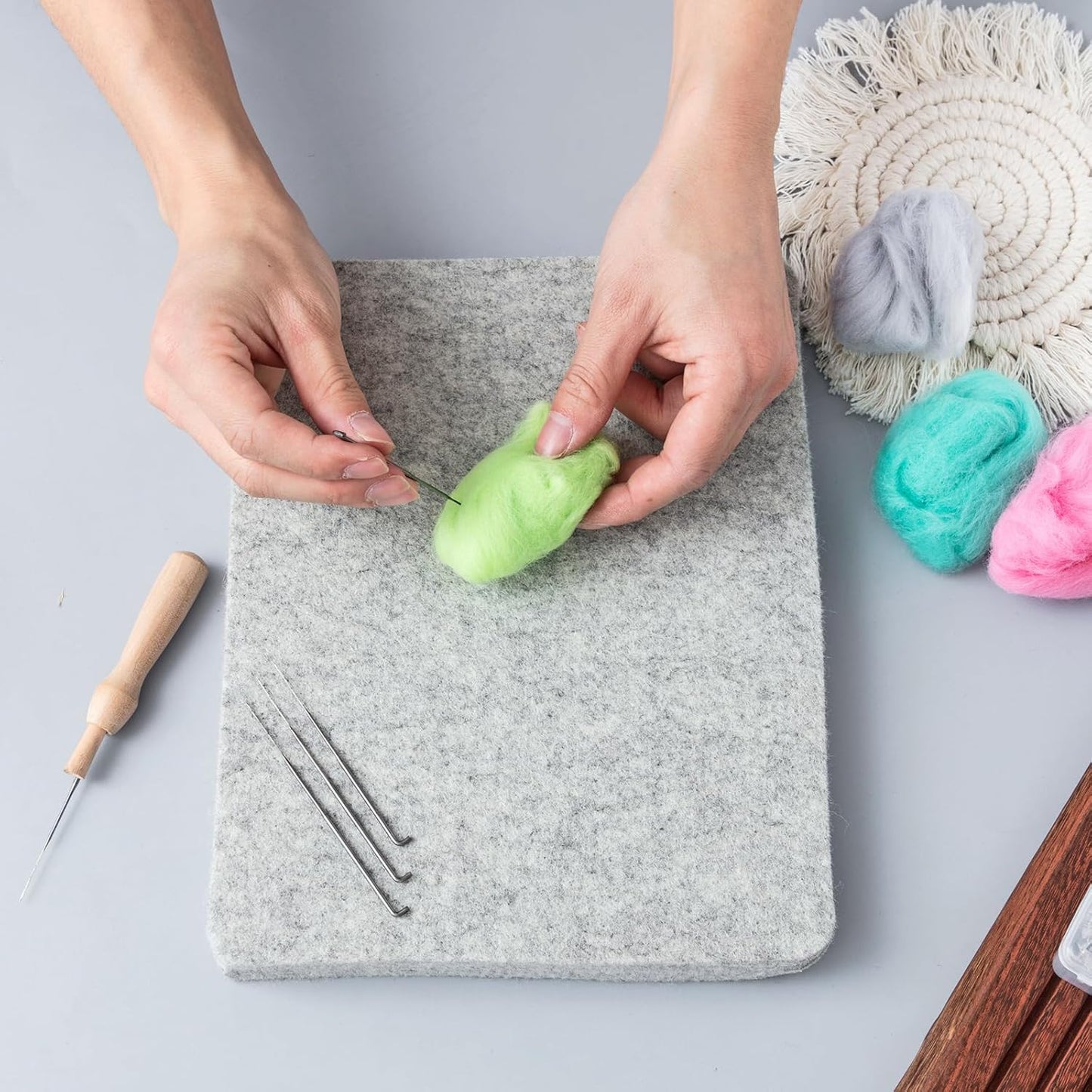 Amylove 8 Pcs Needle Felting Pad Needled Felting Mat Wool Supplies Thick Firm Base Woolen Block for Beginners Crochet Knitting Projects Kit Tool, Gray (8 x 10 x 1 Inch)