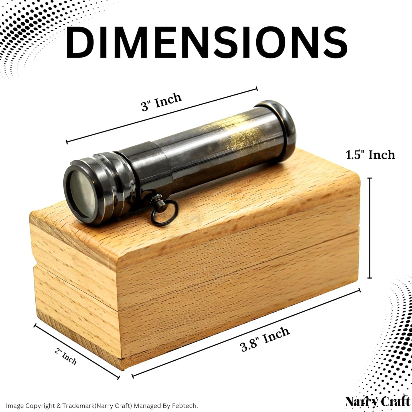 Brass Kaleidoscope with Wooden Box | Handcrafted Vintage Kaleidoscope with Optical Glass Lens & Wooden Storage Box – Collectible Gift for Kids & Adults Last Minute (Antique, Small)