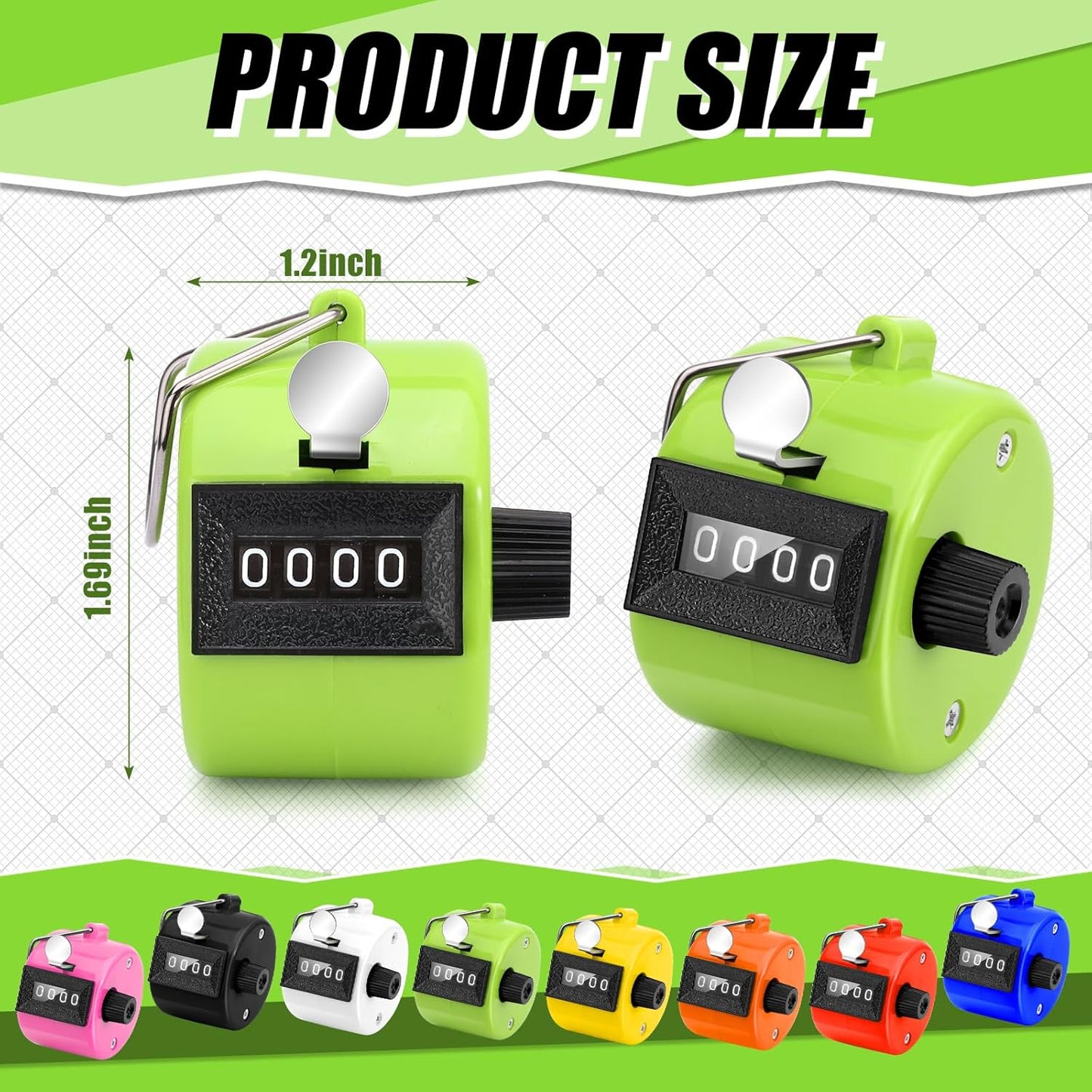 Draupnir 24Pcs Handheld Tally Counter, Metal Pitch Counter Hand Mechanical Counters Clickers for School Event, 8 Colors Counting Numbers for Coaching, Fishing, People, Golf Lap, Stadiumand Sport Row