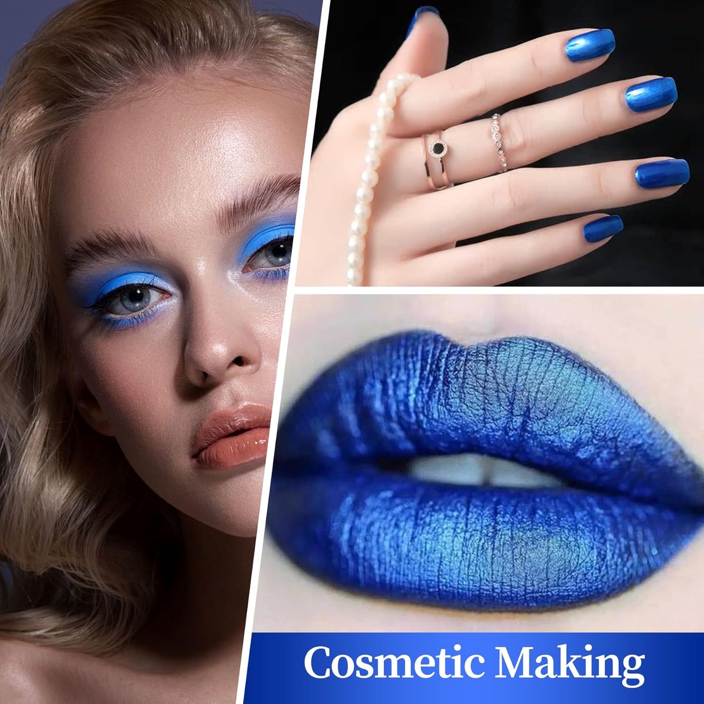 Blue Mica Powder for Epoxy Resin，Natural Shimmer Mica Powder Used for Coloring car Spray Paint, Candles, soap, Eye Shadow, Lip Gloss, Nail Polish(50g/1.7oz)