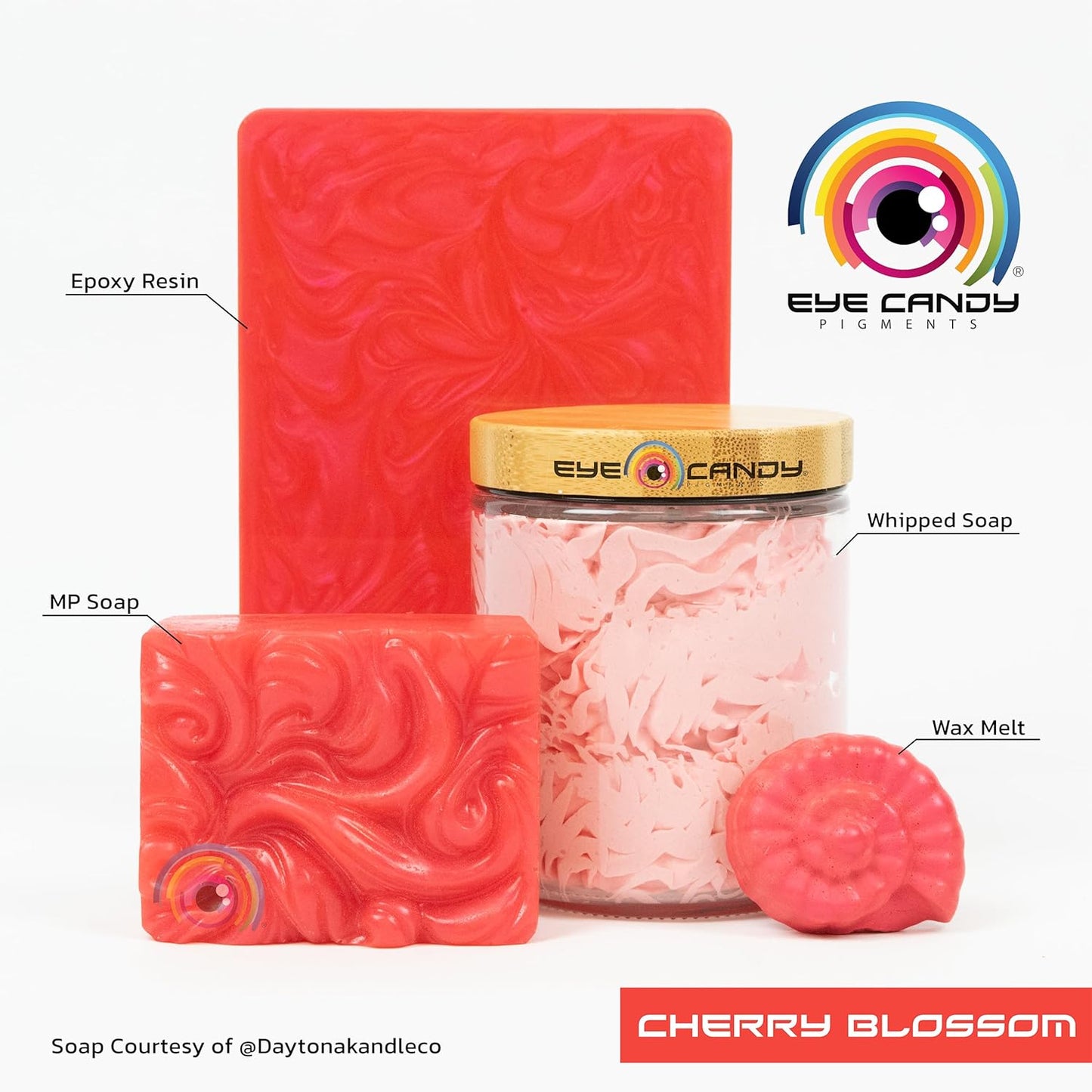 Eye Candy Pigments Premium Red Mica Powder - Cherry Blossom (50gr) - for Epoxy, Resin, Soap, Paint, Woodworking, Acrylic Pouring, Bath Bombs, Fishing Lures - DIY Arts and Crafts Additive