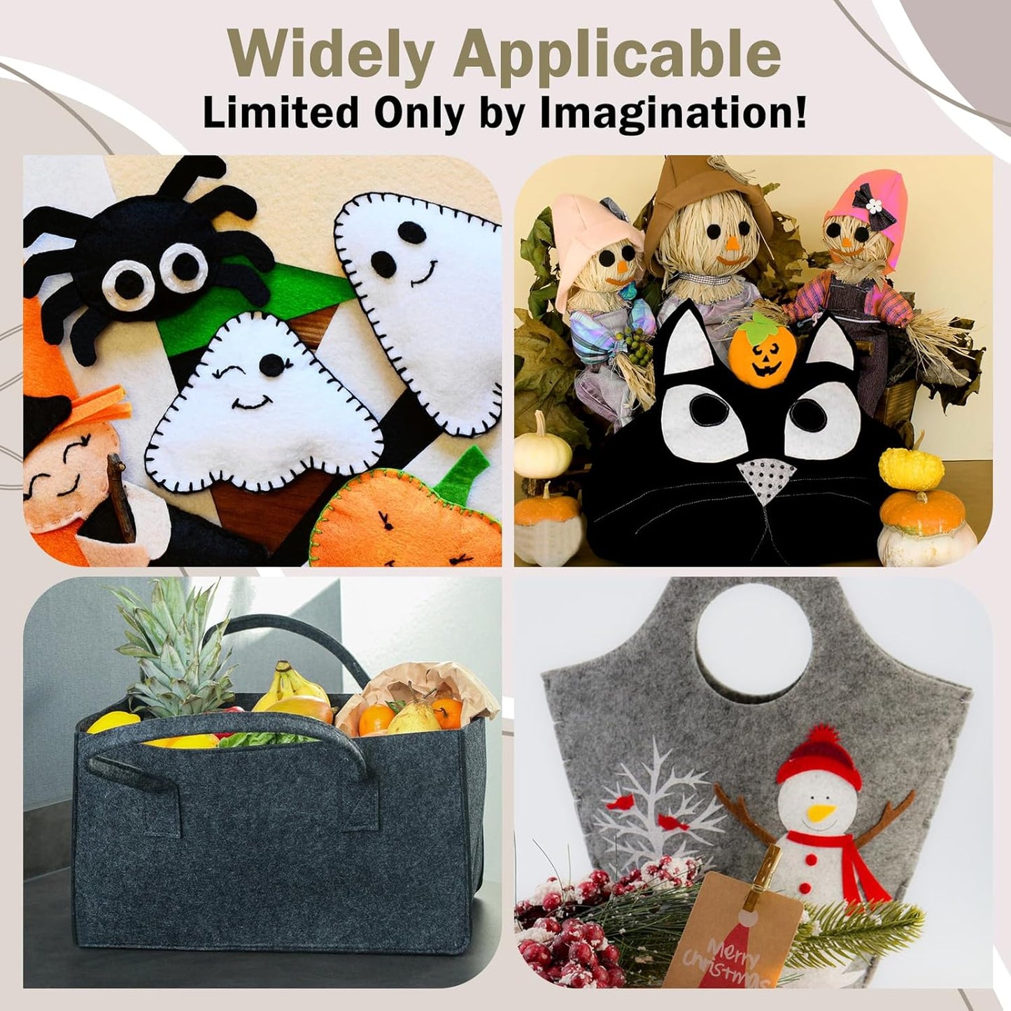 12 Rolls 8"x35"(20.5x90cm) 1.4mm Thick Soft Felt Fabric Sheet 12 Assorted White Grey Series Colors Felt Pack for DIY Craft Sewing Squares Nonwoven Patchwork