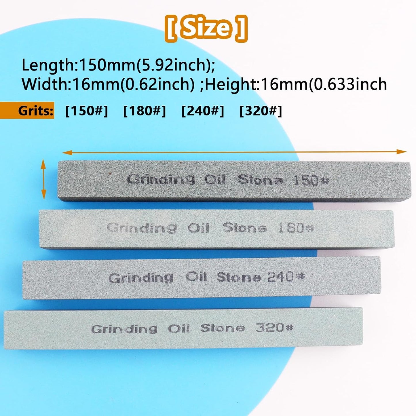 4Pcs Square Sharpening Stone Set -Grits 150#, 180#, 240#, 320# Green Silicon Carbide Honing Whetstone Kit for Moldels, Metal & Knife Cutting Tools (150 * 16 * 16mm)