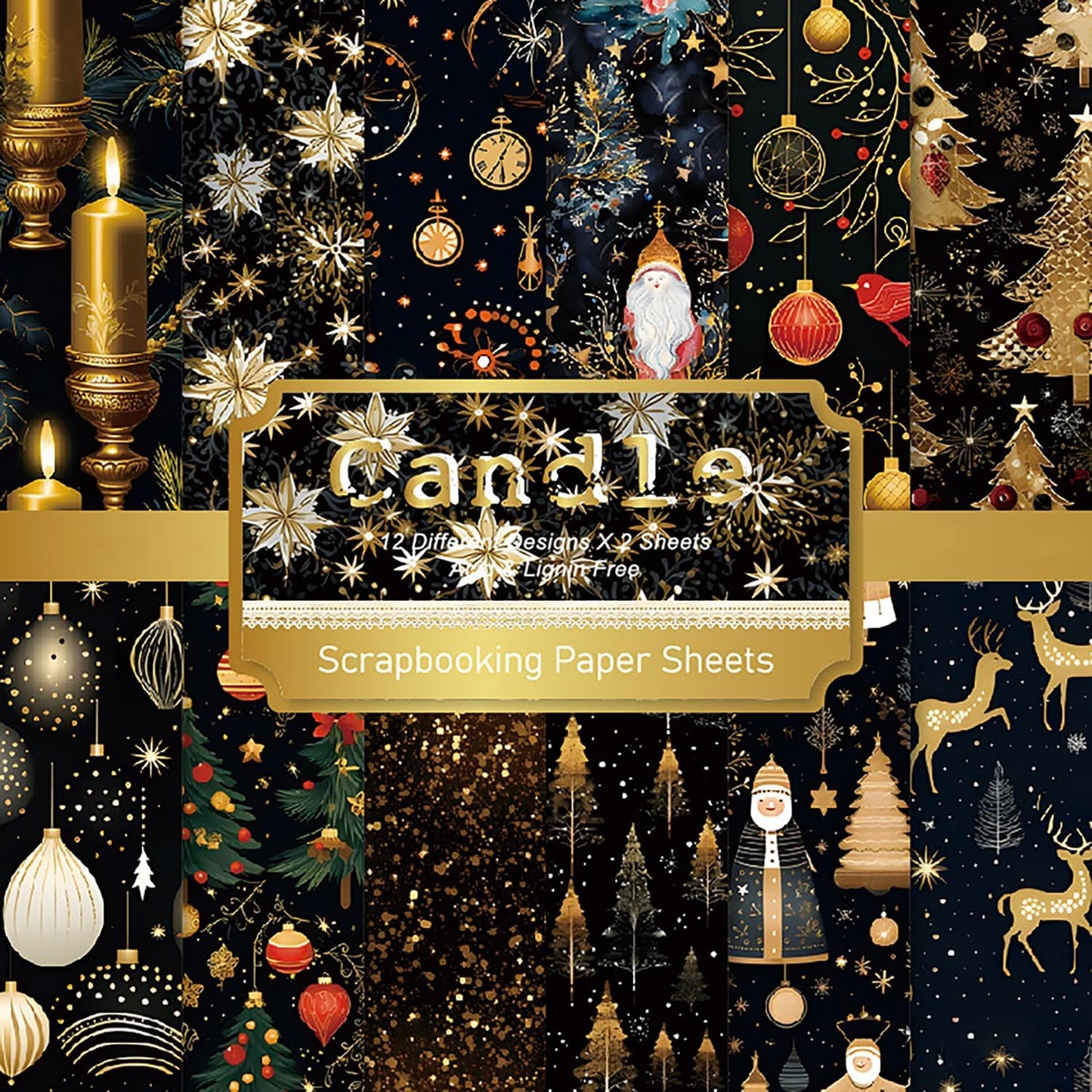 YASMEN 6"x6" Scrapbook Paper Pad - 24 Sheets of Patterned Cardstock for Card Making, Scrapbooking, Junk Journal, DIY Gift Cards - Single-Sided Decopodge Decorative Craft Paper