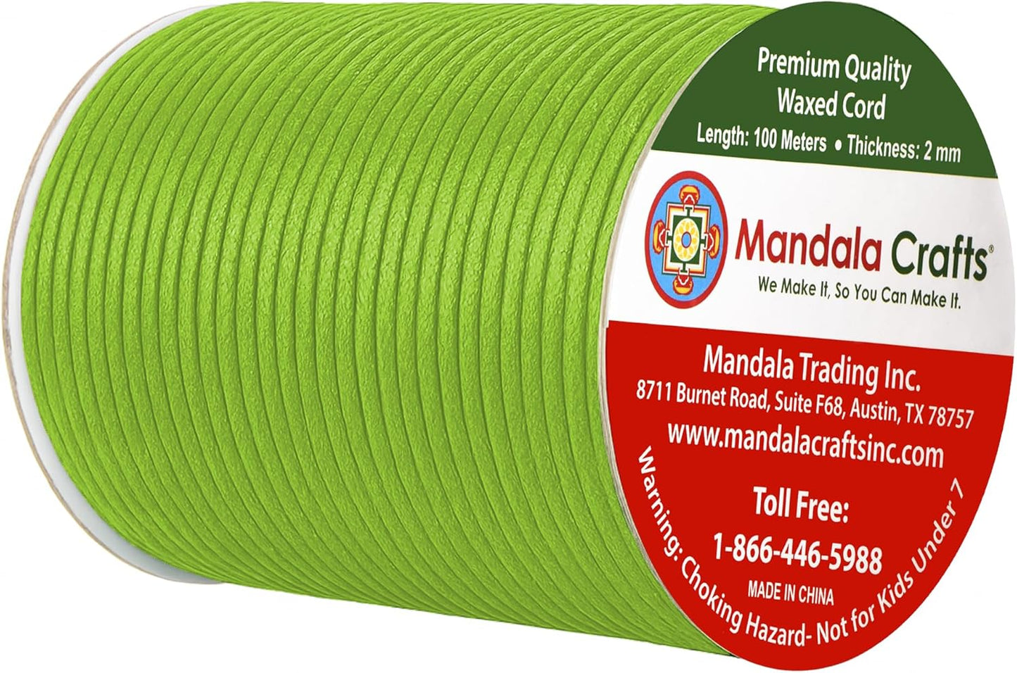 Mandala Crafts 2mm 109 Yards Yellow Green Cotton Waxed Cord for Jewelry Making Bracelet Cord Waxed String - Beading String Thread Jewelry Cords for Necklaces String