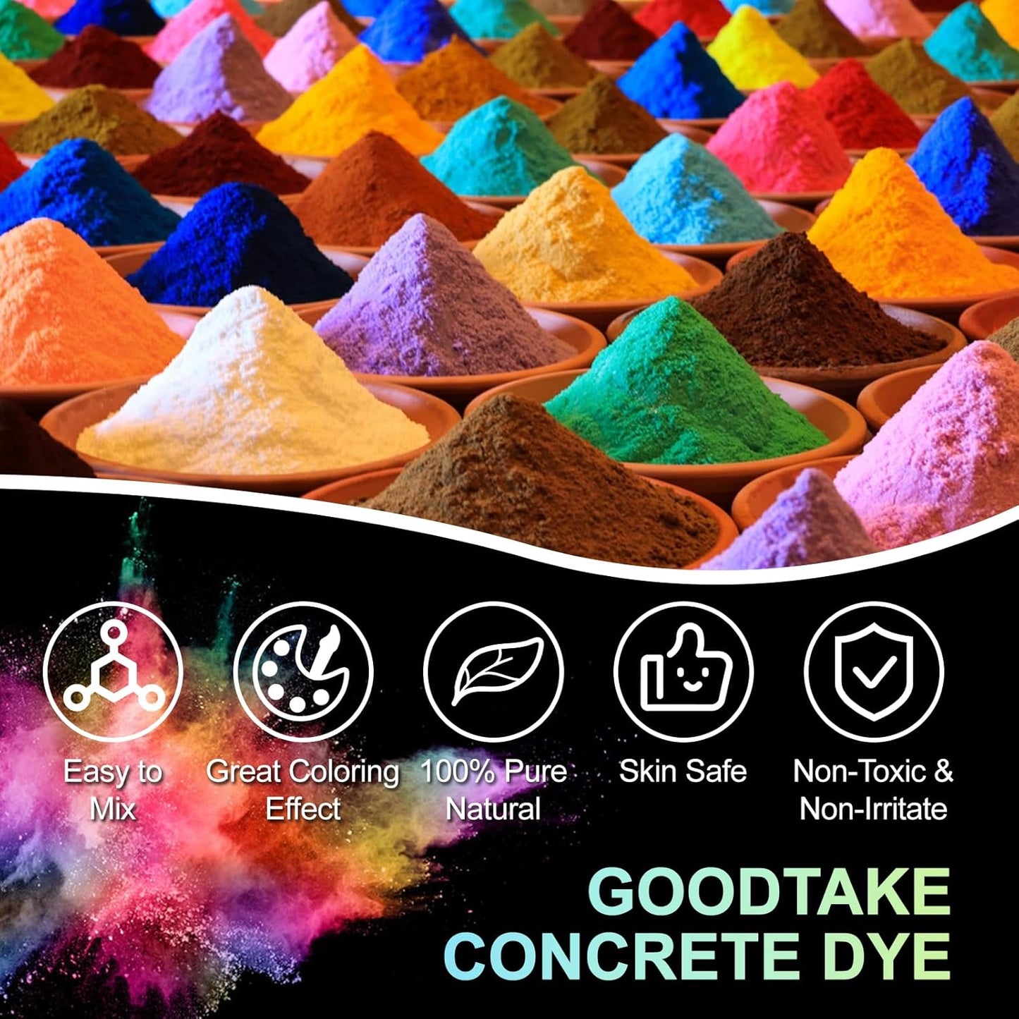 GOODTAKE Concrete Pigment Powder - Yellow Iron Oxide Cement Dye for Pastel Tile Paint, Mortar, Grout (12 oz)