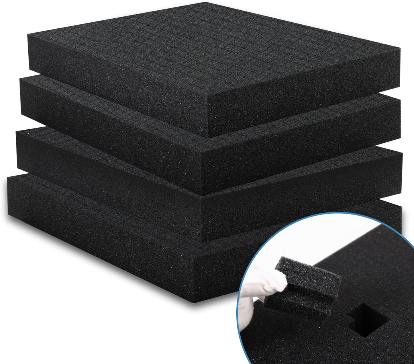 Coengwui Pick and Pluck Foam Inserts, Pre-cubed Pick Apart Sheets for Crafts Toolbox Game Box Camera Cases Drawer Storage (4Pcs 12 x 12 x 2 Inch)