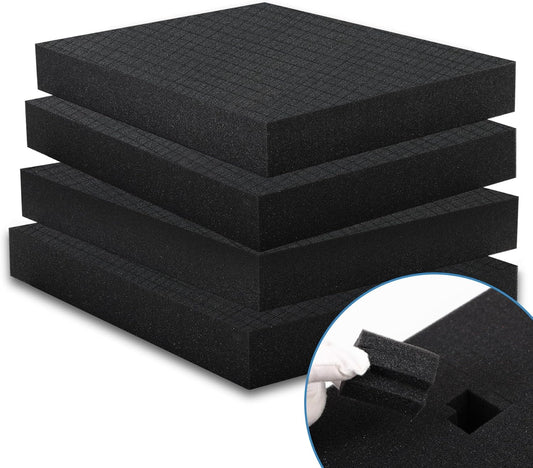 Coengwui Pick and Pluck Foam Inserts, Pre-cubed Pick Apart Sheets for Crafts Toolbox Game Box Camera Cases Drawer Storage (4Pcs 12 x 12 x 2 Inch)