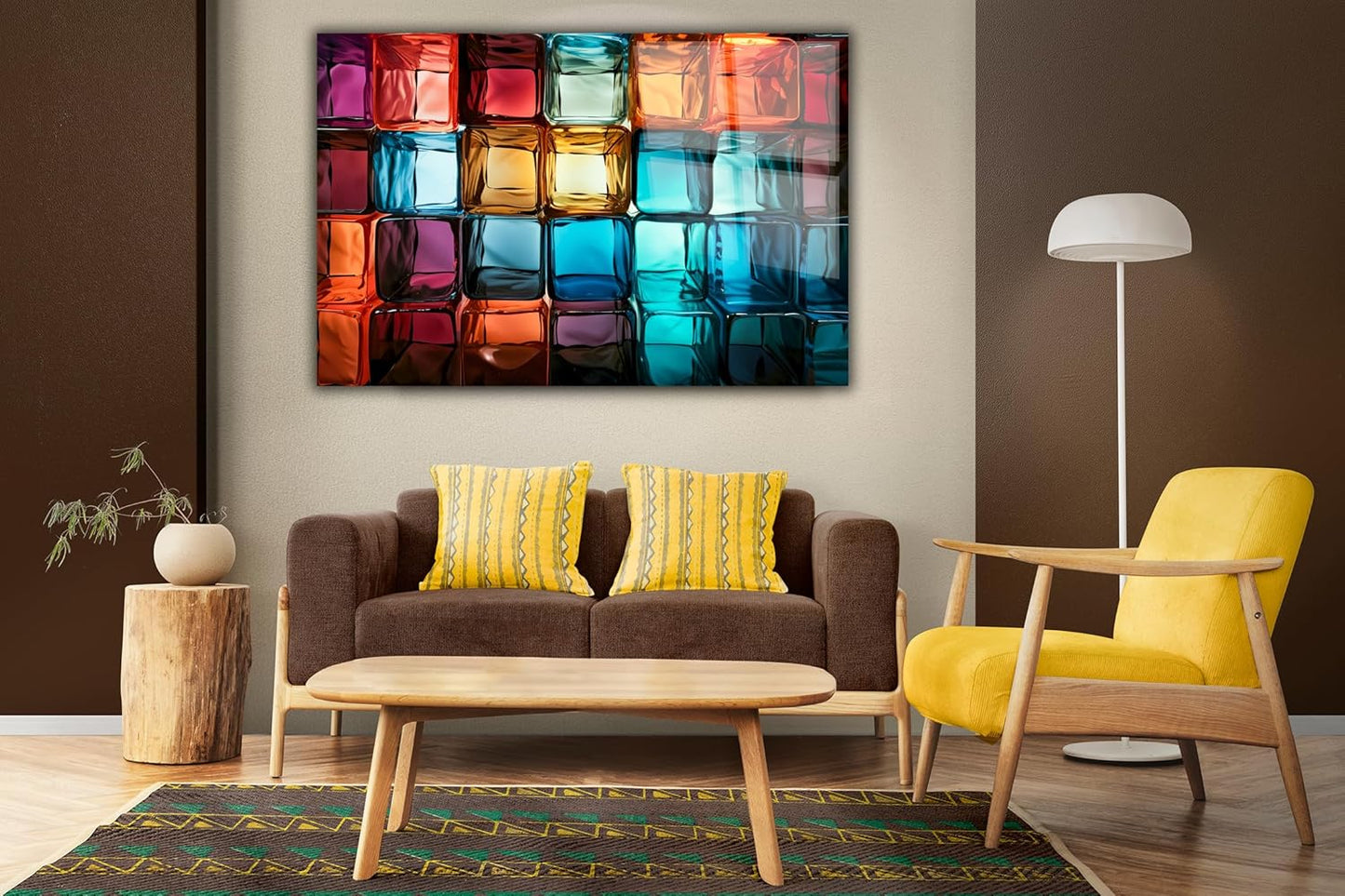 SpiritualHands Magical Light Play and Stunning Colors Tempered Glass Wall Art Painting for Living Room, Tempered Glass Modern Prints Decor, Large Vivid Color Panel for Bedroom, Kitchen, or Office