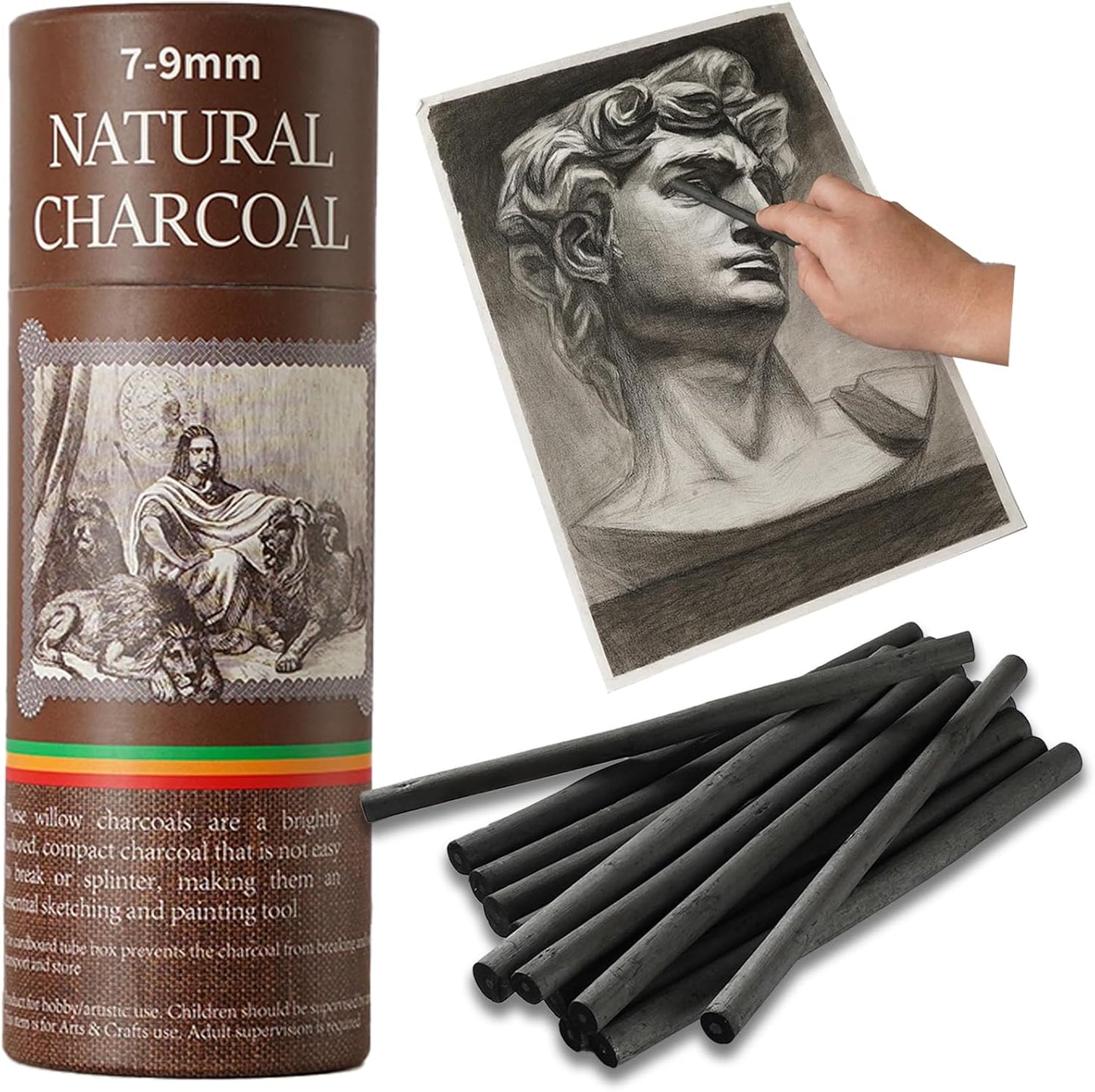 25 PCS Willow Charcoal Sticks, Ideal for Artists, Beginners, Students, Perfect for Sketching, Drawing, Shading, and Fine Art, 5.7 Inches Long, 2-4,4-5,5-7,7-9 (7-9)