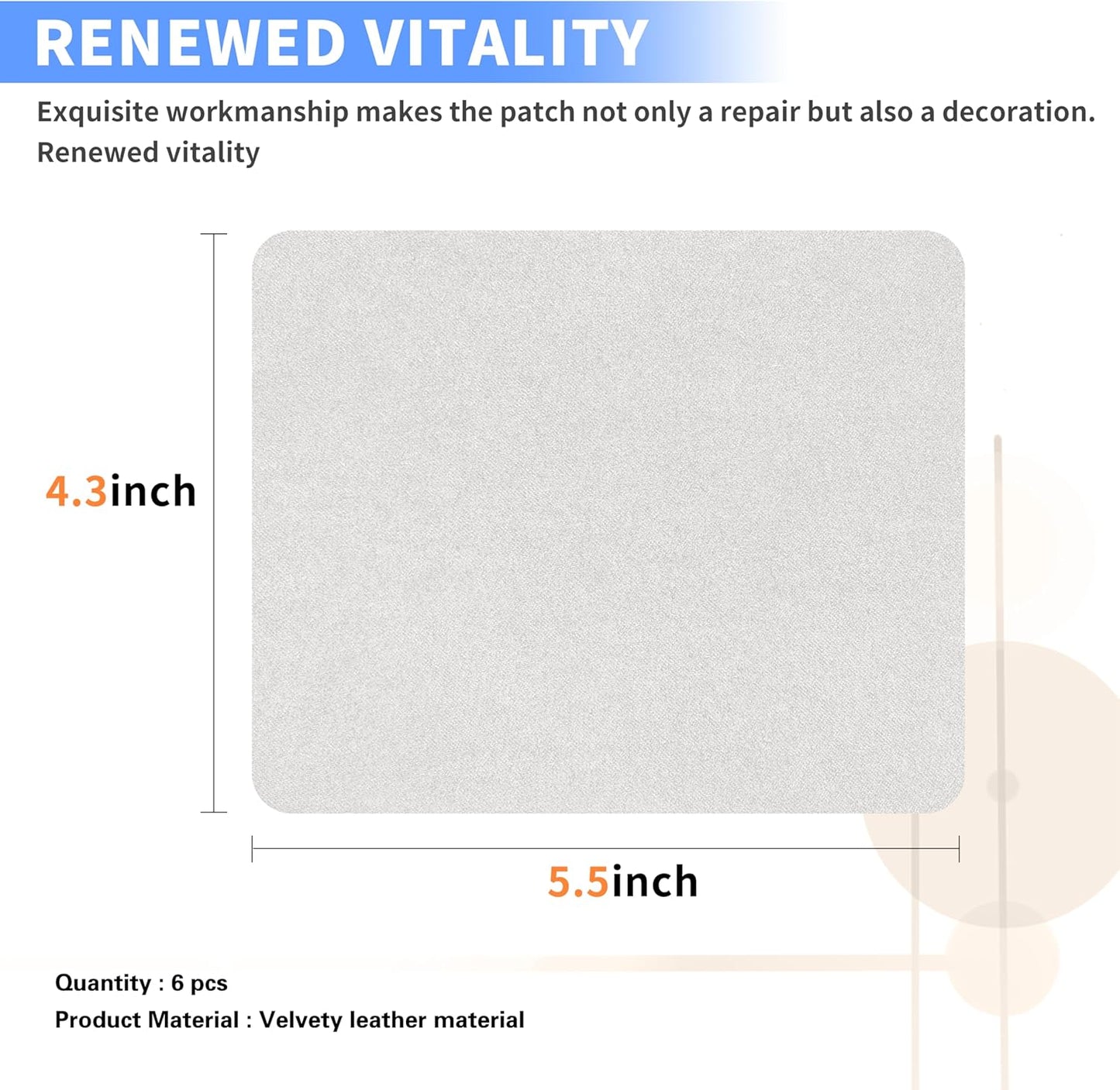 Azobur Sofa Repair Patch, 6 Piece Microfiber Patches, Self Adhesive Fabric Patch, Luxurious Look, Quick Fix Sofa (Light Grey)