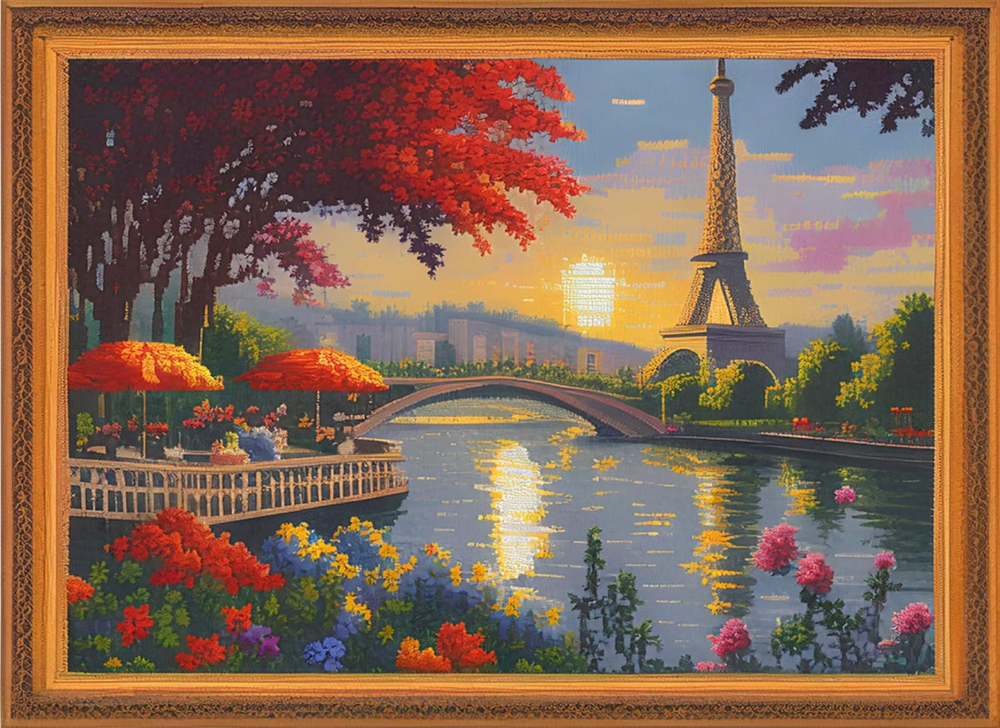 Dimensean Stamped Cross Stitch Kits Full Range of Embroidery Patterns Starter Kits for Beginners Adult or Kids DIY Cross Stitches Needlepoint Kits 11CT-Scenery Eiffel Tower 15.7x19.7 inch