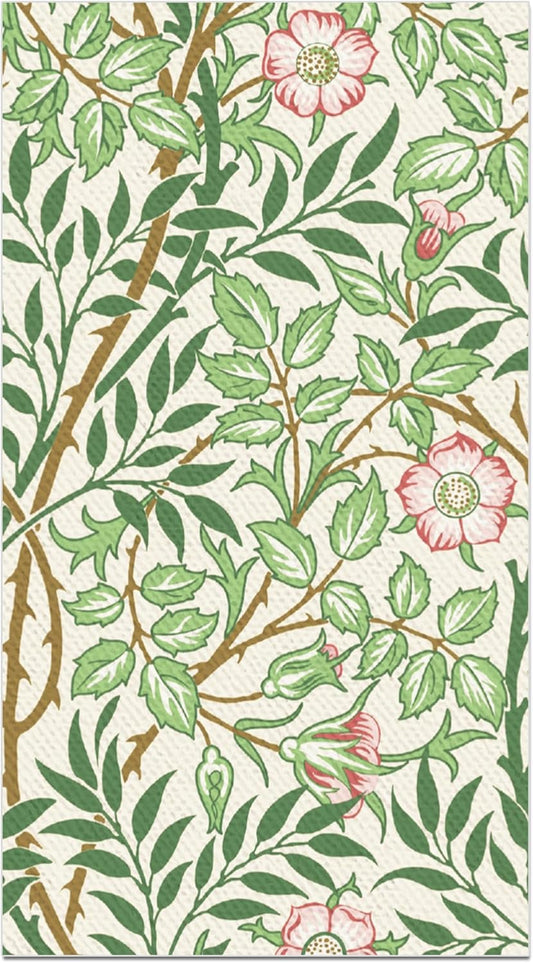 80PCS William Morris Paper Napkins, Greenery Floral Guest Disposable Napkins – Golden Lily & White Green Wildflowers Design Dinner Hand Napkins for Wedding, Bridal Shower,Vintage Floral Table Supplies