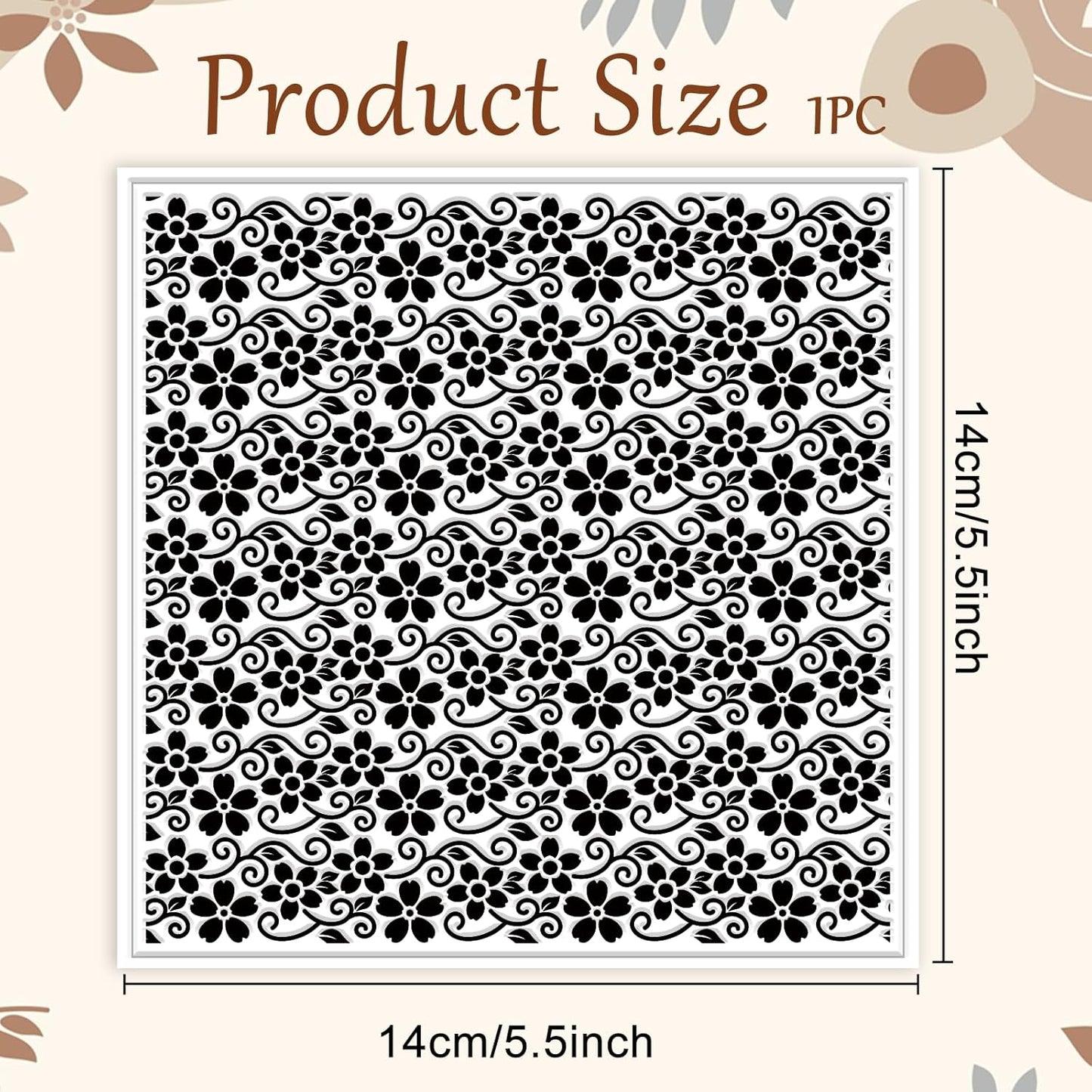 CHGCRAFT Vine Small Flowers Pattern Polymer Clay Texture Sheet Plant Leaves Silicone Texture Mat for Polymer Clay Making Earrings Jewelry DIY Crafts 5.5 × 5.5 Inch