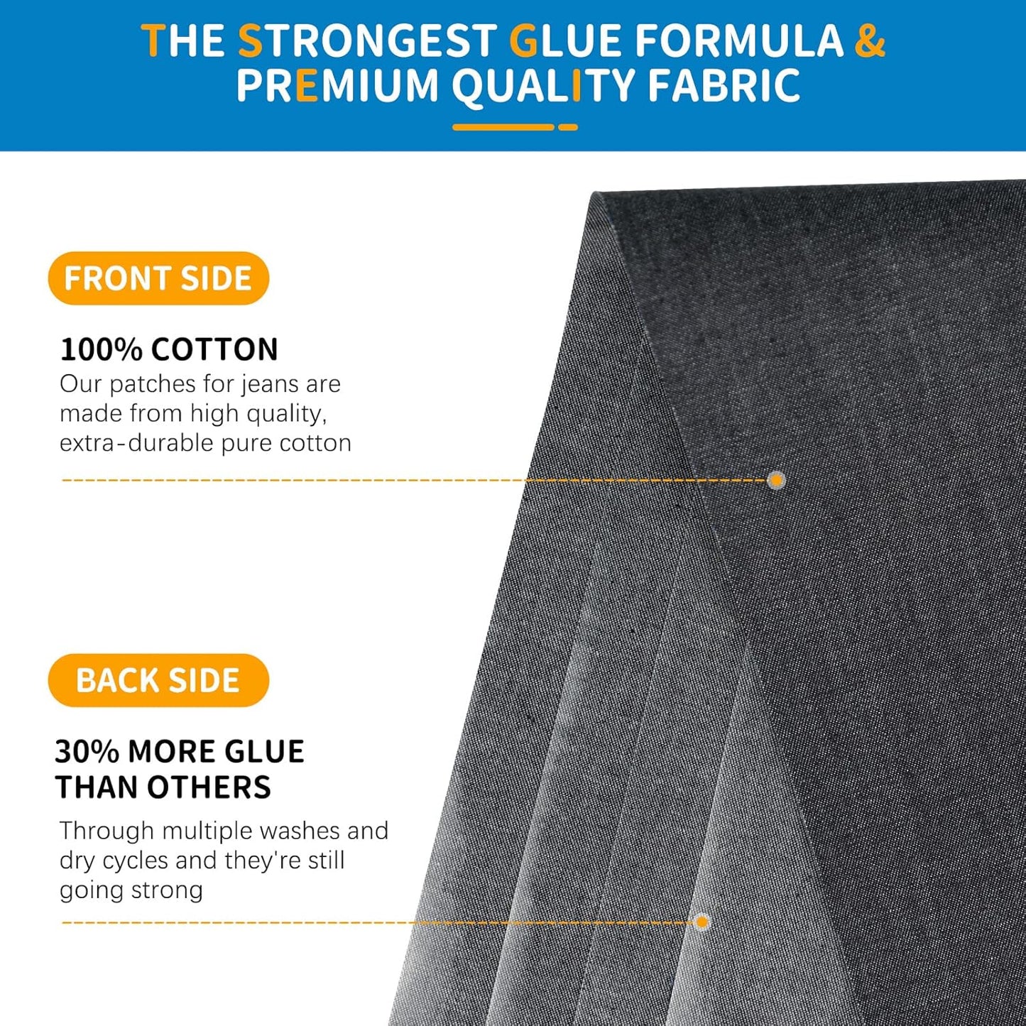 HTVRONT Iron on Patches for Clothing Repair 4 Rolls - Denim Patches for Jeans Kit 4" by 20", 4 Rolls of Iron On Denim Patches for Jeans Inside & Clothing Repair (Black)