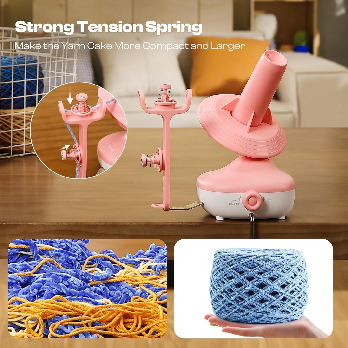 Caydo Yarn Winder, Electric Yarn Ball Winder Mini, Automatic Yarn Cake Winder with Sufficient Tension, Compact 7oz Yarn Winder for Crocheting Stepless Speed Yarn Spinner, Ideal for Crochet Enthusiasts