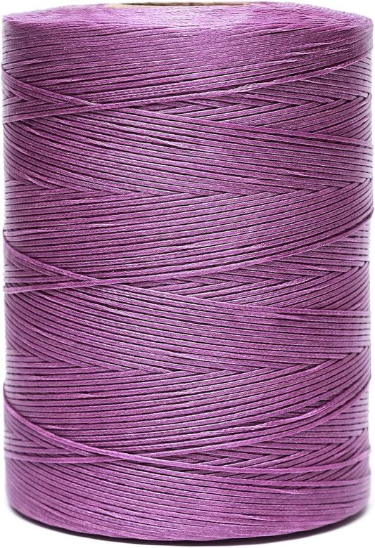 Waxed Thread,852Yards 150D 0.8mm Flat Polyester Wax Thread for Hand Sewing Leather Craft DIY Projects Shoes Repair Book Binding(Light Purple)