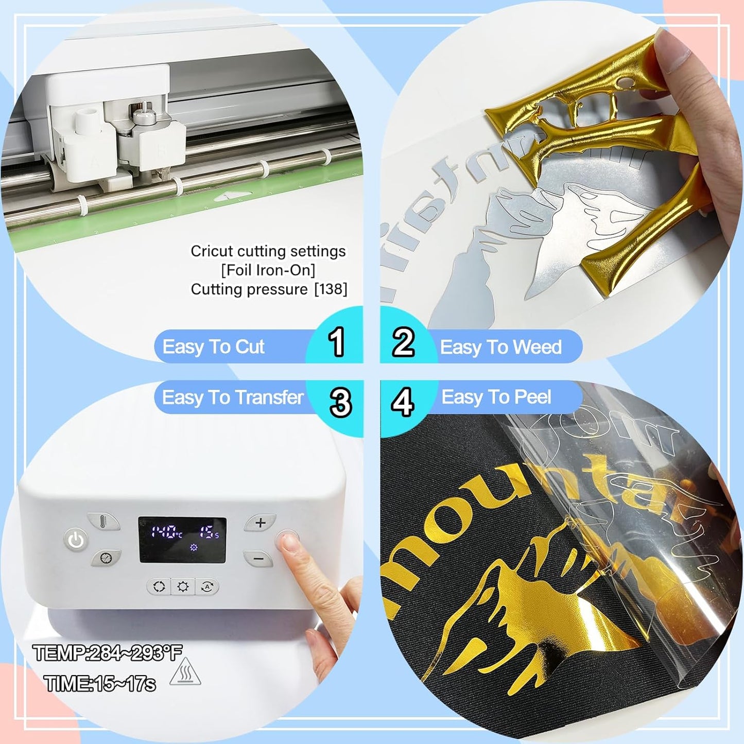 Heat Transfer Vinyl Metallic Rose Gold Foil 12"*6Ft Bundle Chrome HTV Pack in Vibrant Colors for Stunning T-Shirt Designs! Perfect for DIY Heat Transfer Vinyl (Rose Gold, 12Inch*6Ft)