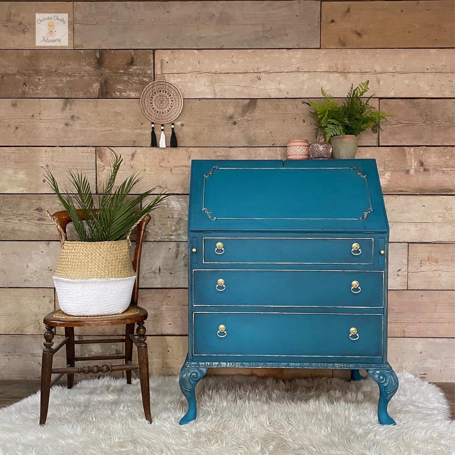 Dixie Belle Paint Company Chalk Finish Furniture Paint - Antebellum Blue (16oz) - Matte Dark Teal Chic Chalk Mineral DIY Furniture Paint