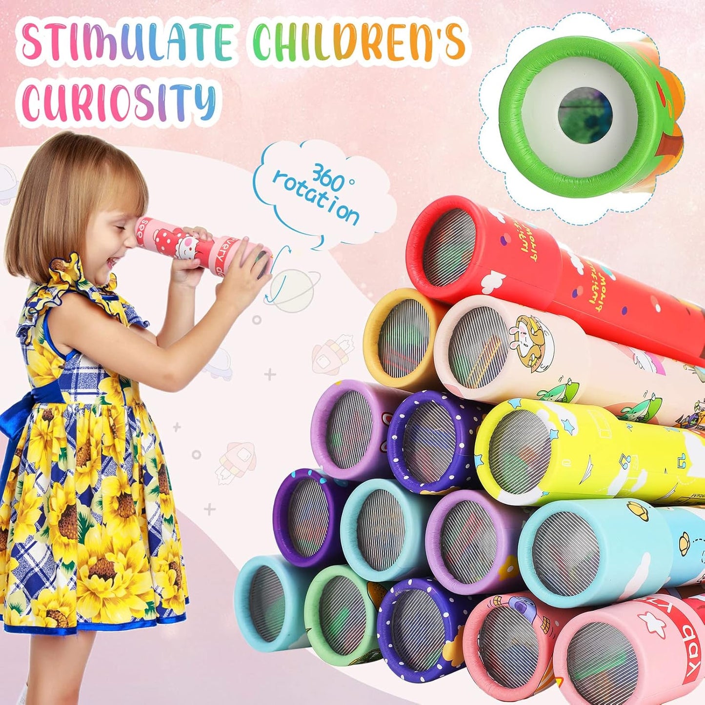 Chivao 30 Pcs Classic Kaleidoscopes Kids Vintage Toys, Return Gifts for Kids Birthday Mini Kaleidoscope Kit for School Classroom Prizes, Stock Stuffers Bag Fillers, Random Colors(Elegant Style)