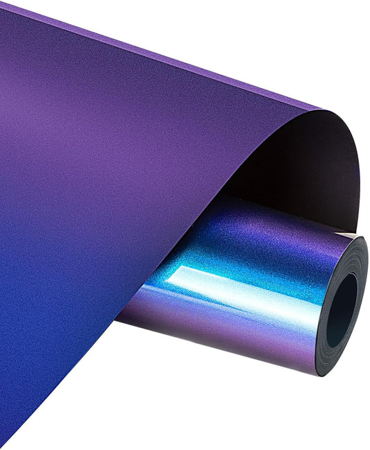 HTVRONT Chameleon HTV Heat Transfer Vinyl - 12" x 8ft Purple to Royal Blue HTV for Shirts, Iron on Vinyl for All Cutting Machine - Easy to Cut & Weed for Heat Transfer Design