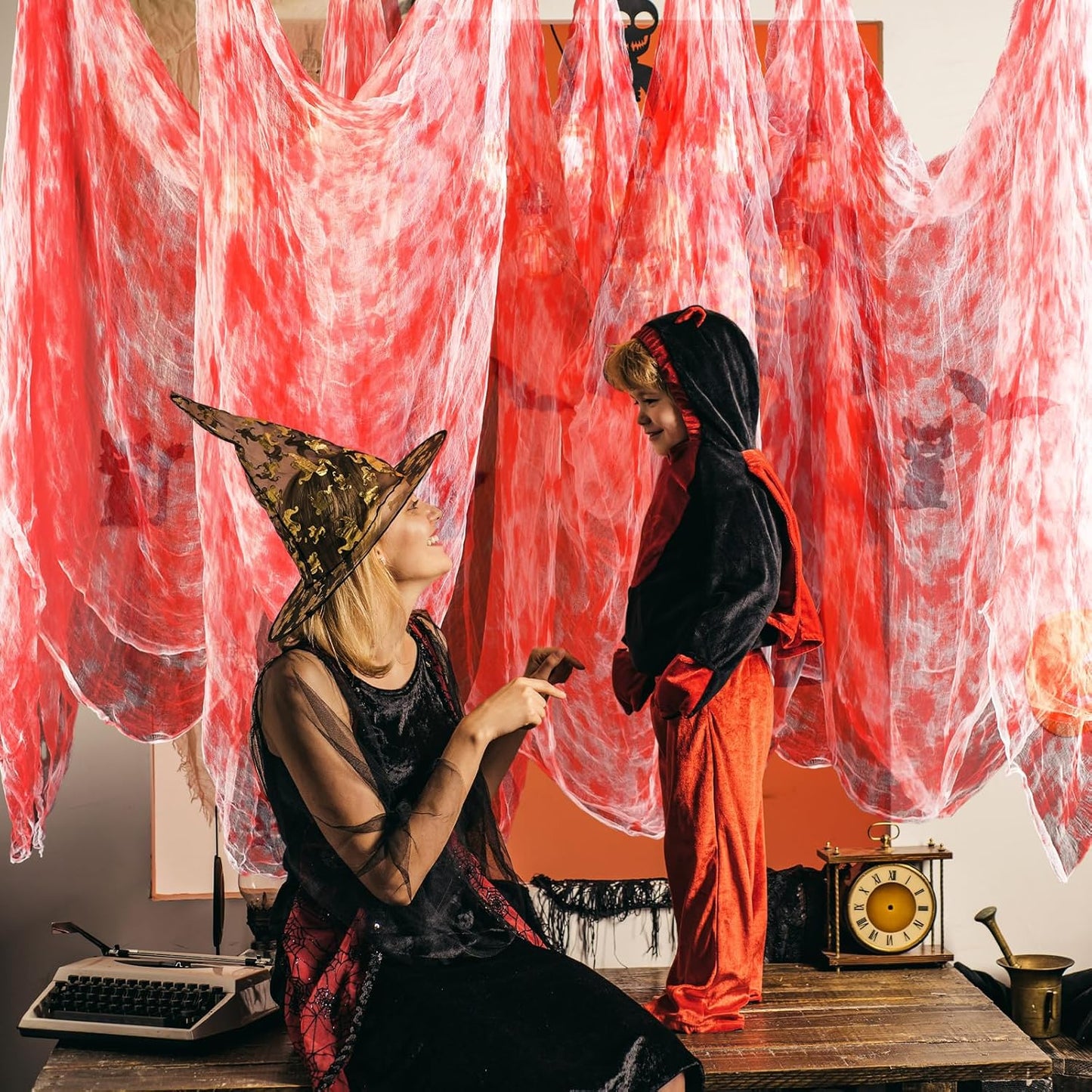 Boao Halloween Cheese cloth 85 x 197 Inch Bloody Cheesecloth Roll for Crafts Large Cotton Muslin Gauze Fabric for Halloween Outdoor & Indoor Spooky Decoration