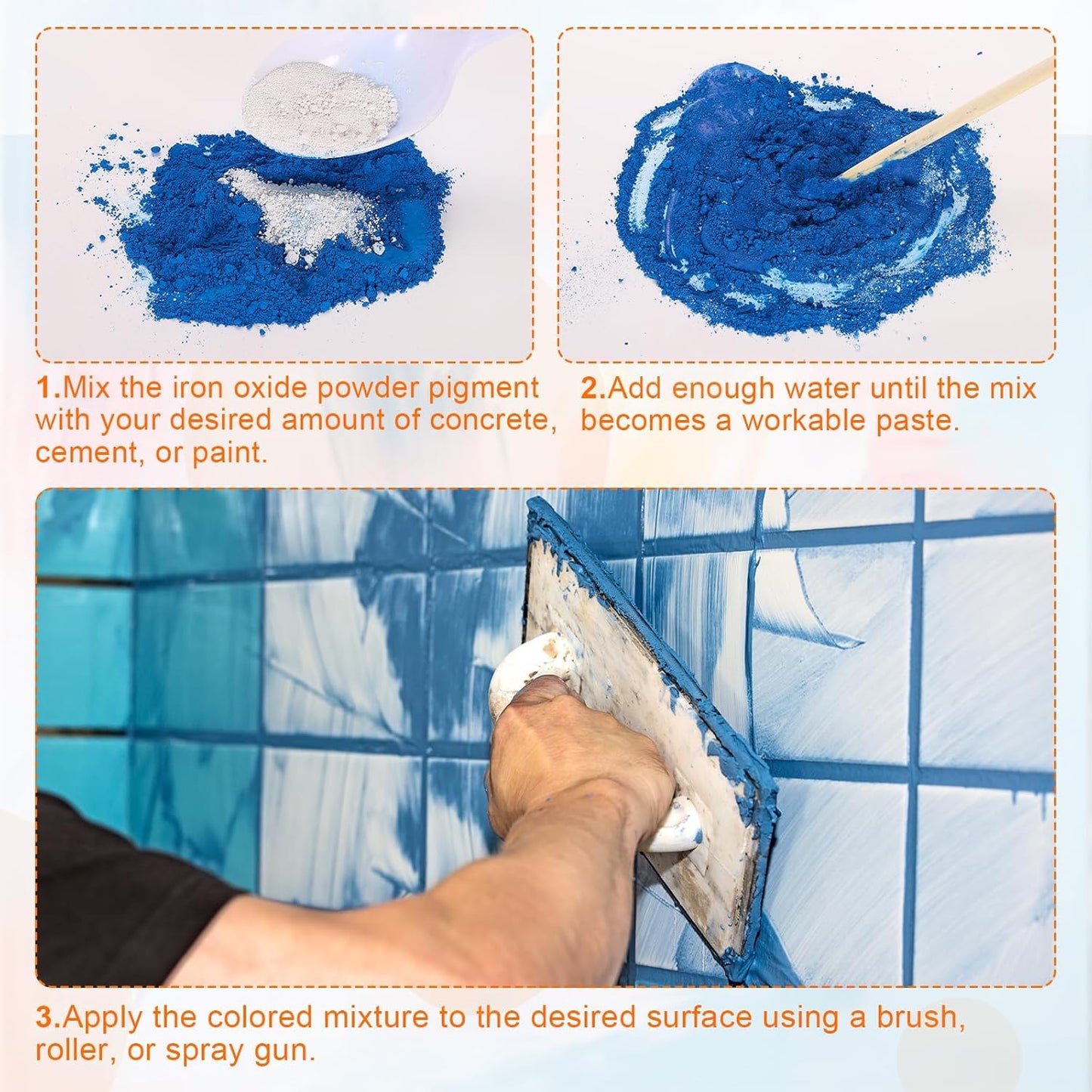 HARFINGTON Iron Oxide Powder Concrete Pigment 500 Mesh 3.5oz (100g) Iron Oxide Grout Pigment for Pastel Tile Paint Concrete Cement, Dark Blue