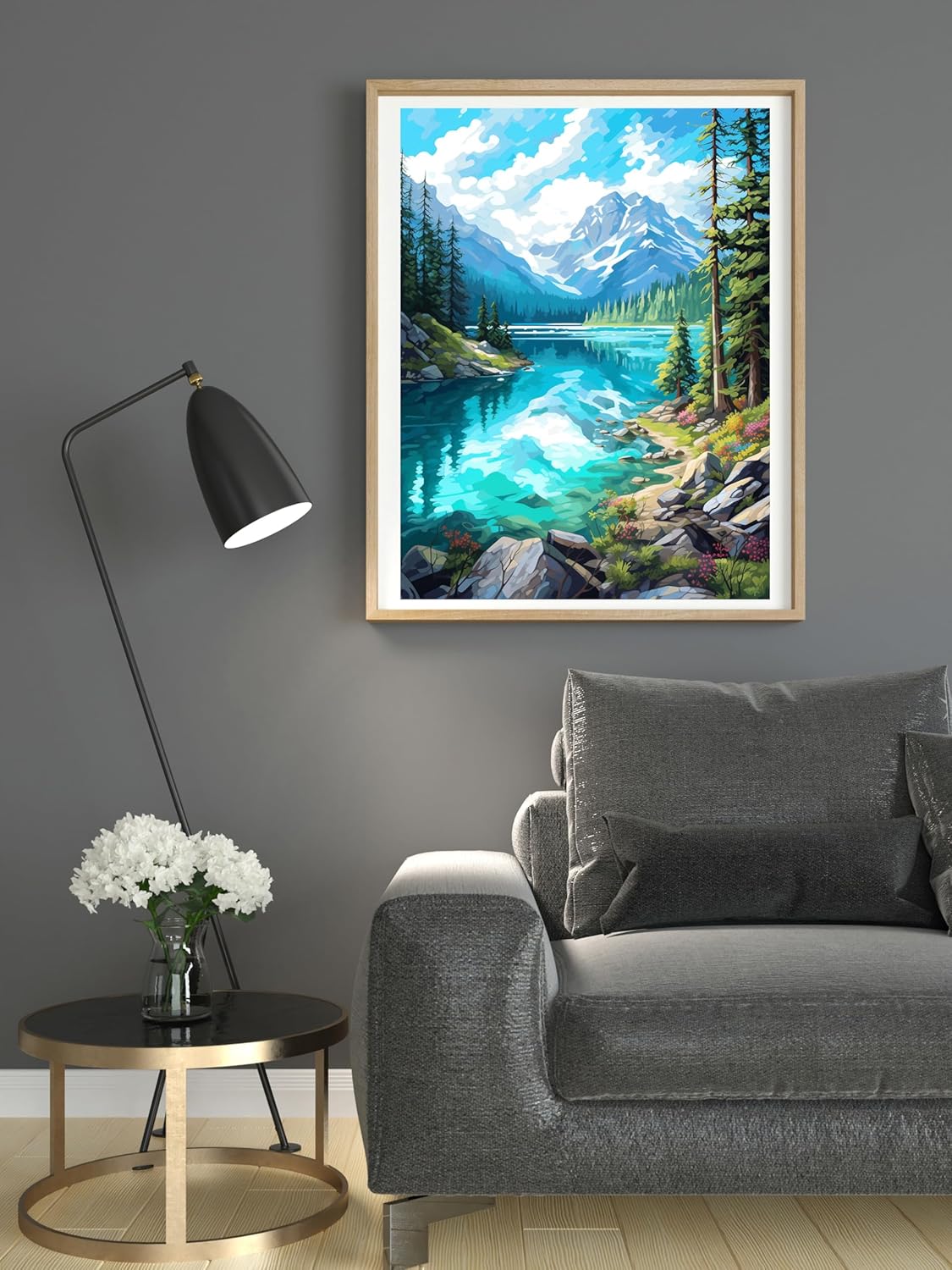 14CT Counted Cross Stitch Kits for Adults Mountain Flowers Advanced Stamped Cross Stitch Kits for Adults (Mountain)