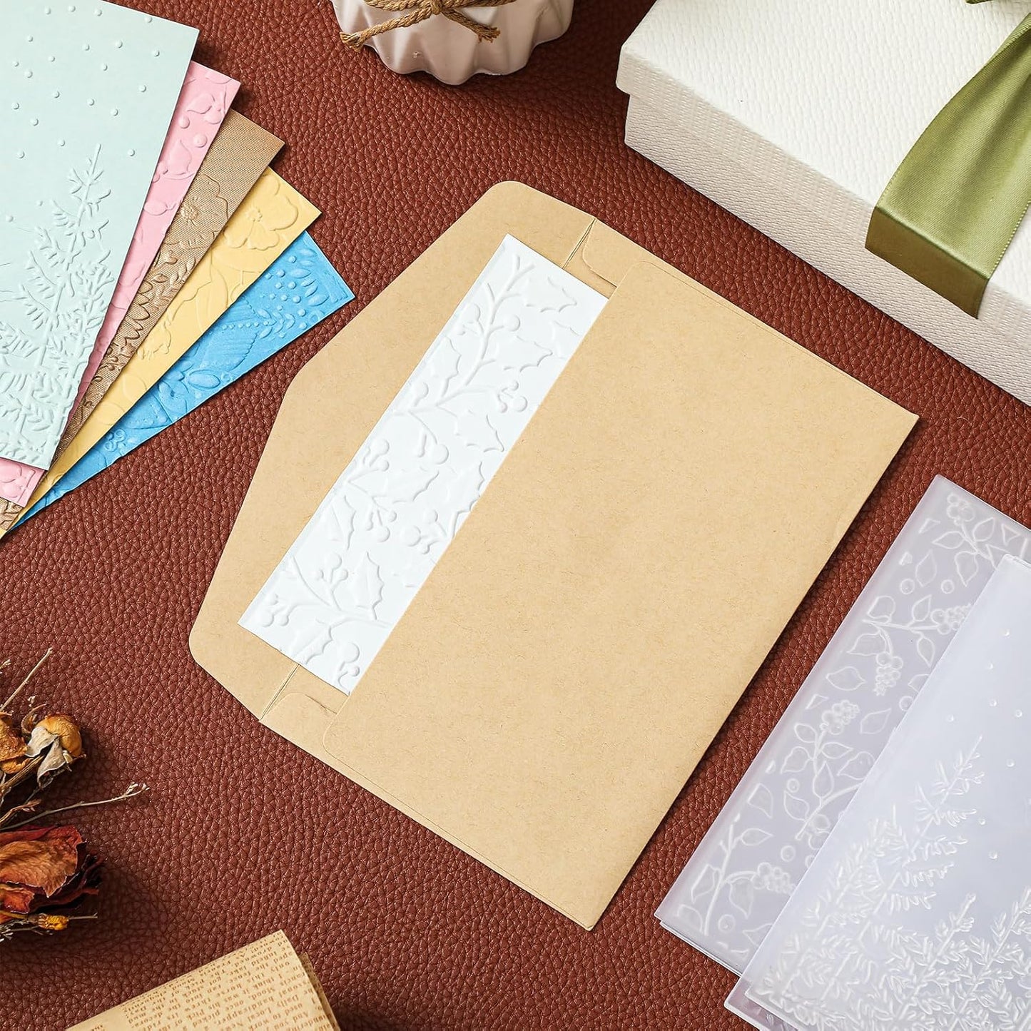 Geiserailie 8 Pcs Embossing Folders Embossing Machine Template Paper Card Folders for Christmas Card Making DIY Flower Scrapbook Photo Album Craft Decoration 5.9 x 4.1 Inch (Elegant Style)