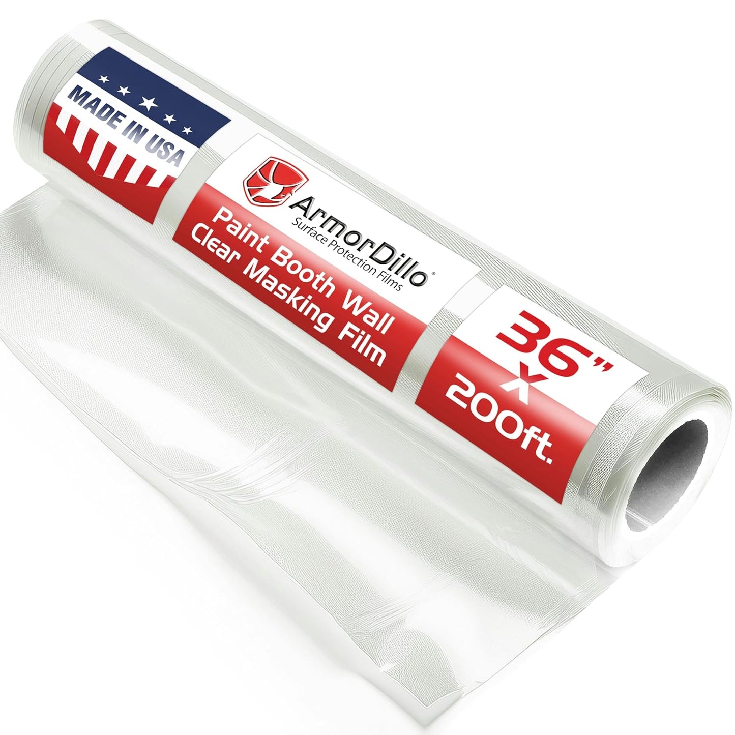 ArmorDillo Clear Full 3mil Self- Adhesive Paint Booth Protective Film Wall Masking Film Self-Adhesive, Easy-Start, 36" x 200 ft. Washable, Asteroid-Proof...Probably