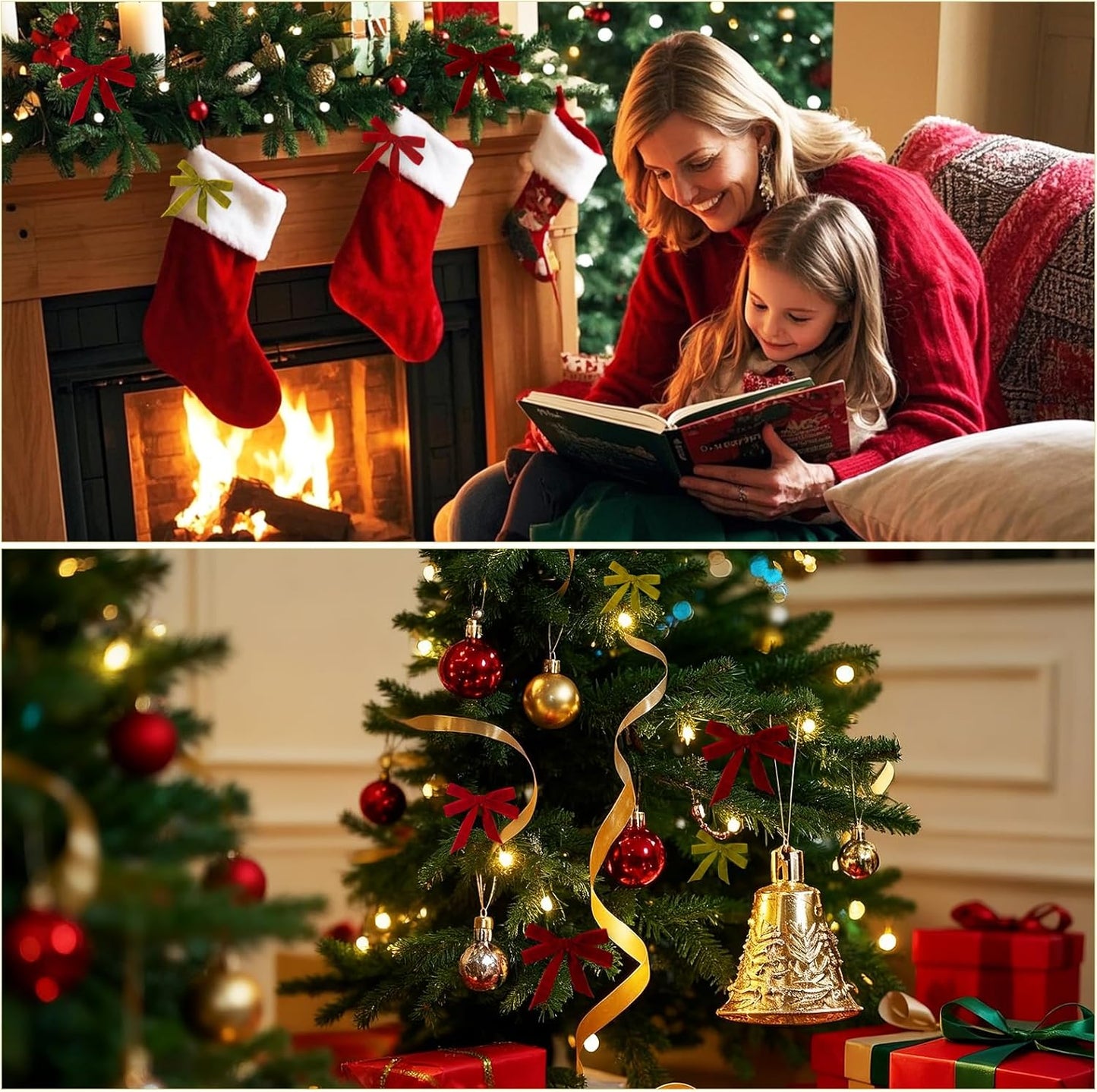 Brown Velvet Ribbon 3/8'' 2 Rolls Total 30 Yards, Use for Gift Wrapping, Christmas Tree, Wreath Decoration, DIY Crafts (Khaki, Brown)